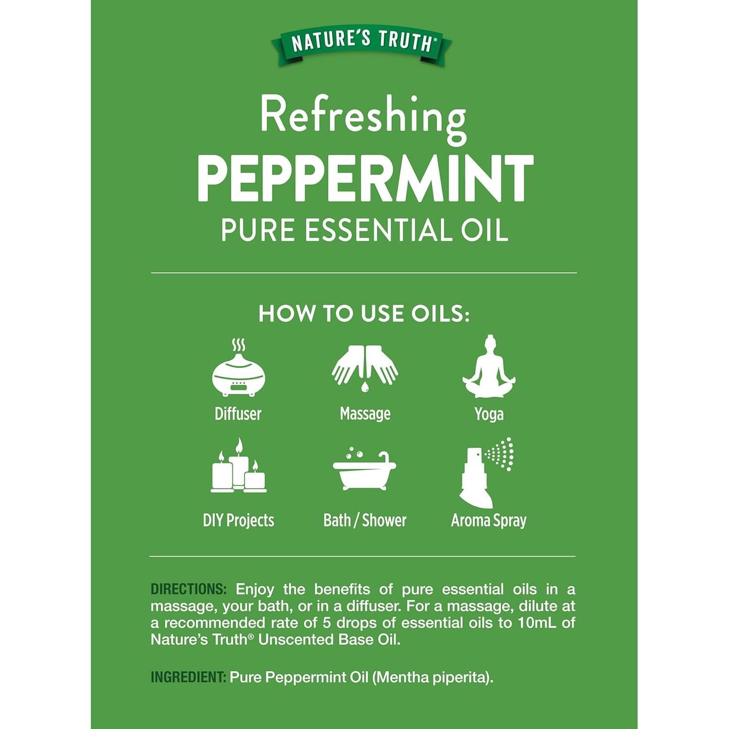 Aceite Esencial de Menta Pura Nature's Truth 59 ml Aromaterapia