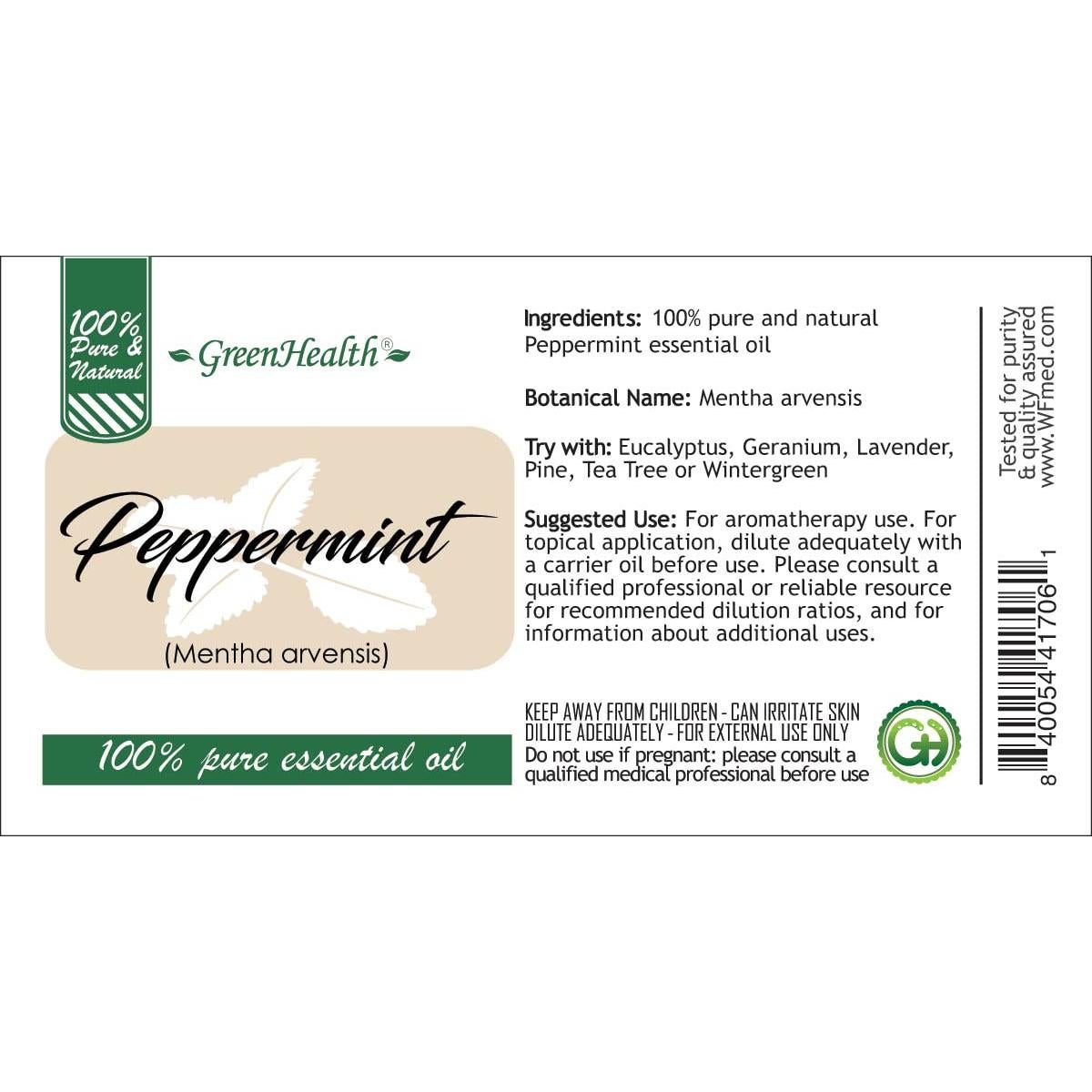 Aceite Esencial de Menta Verde WFMed 118 ml Puro y Natural