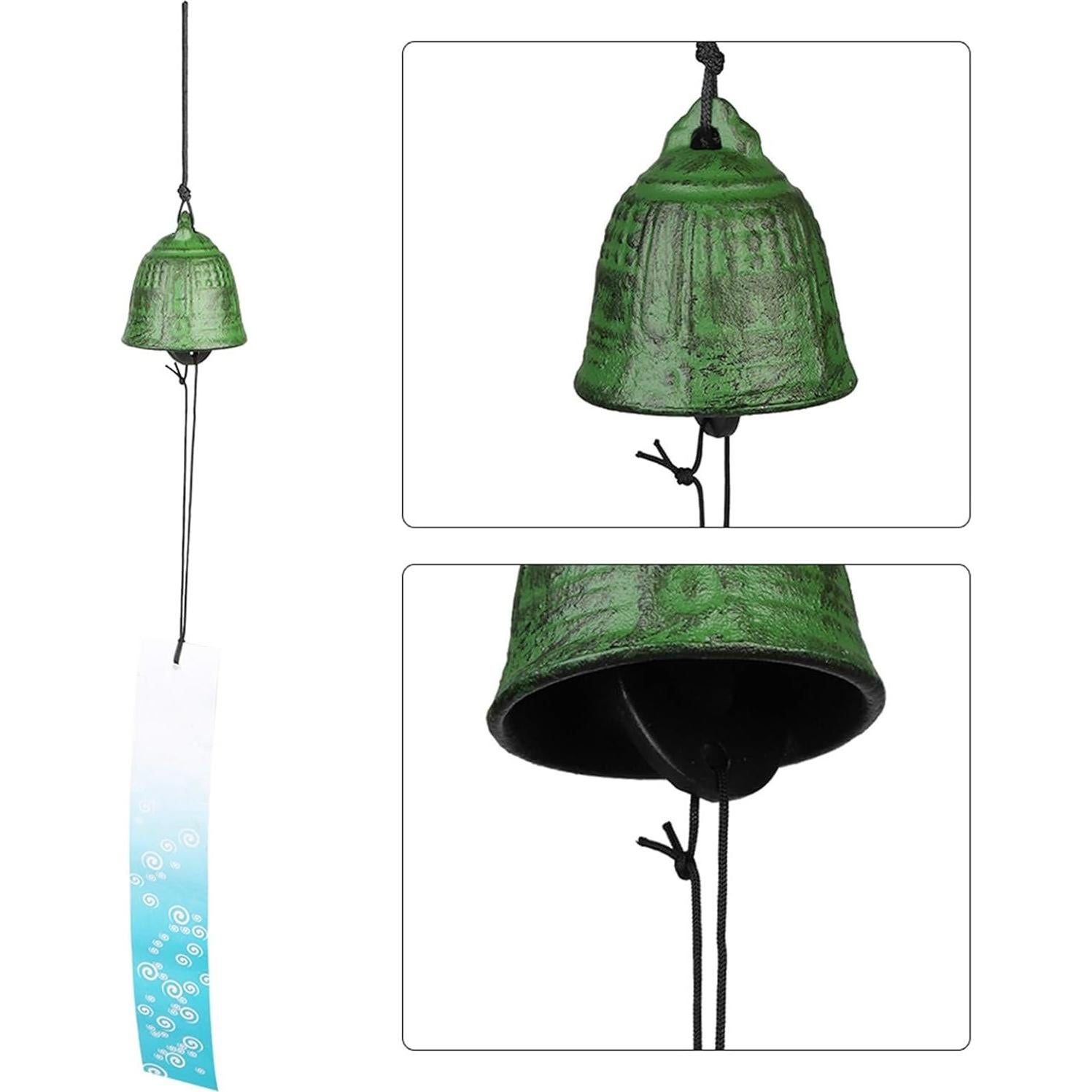 Campana de Viento AUNMAS de Hierro Fundido Verde 40cm