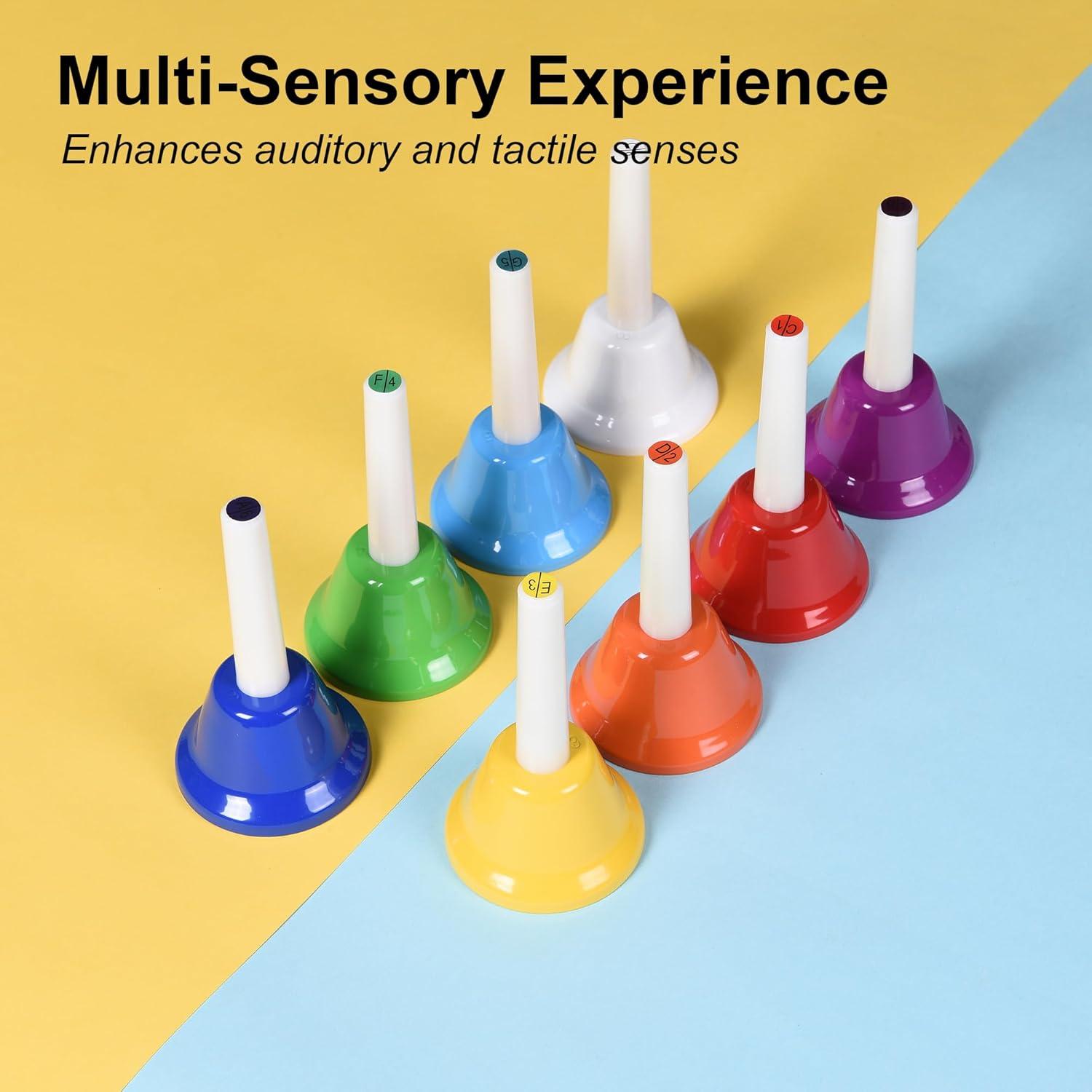 Juego de Campanas de Mano TDOCK 8 Notas Coloridas 13 cm