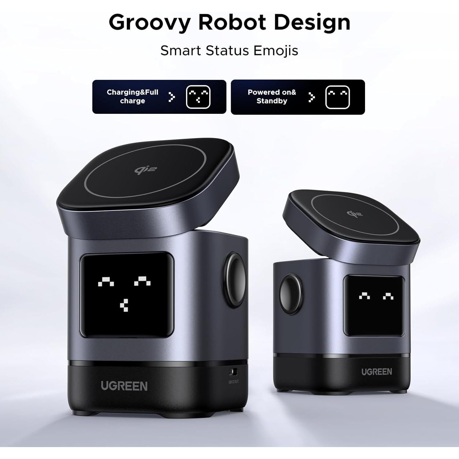 Cargador Inalámbrico UGREEN Uno Qi2 15W Ajustable 2-en-1