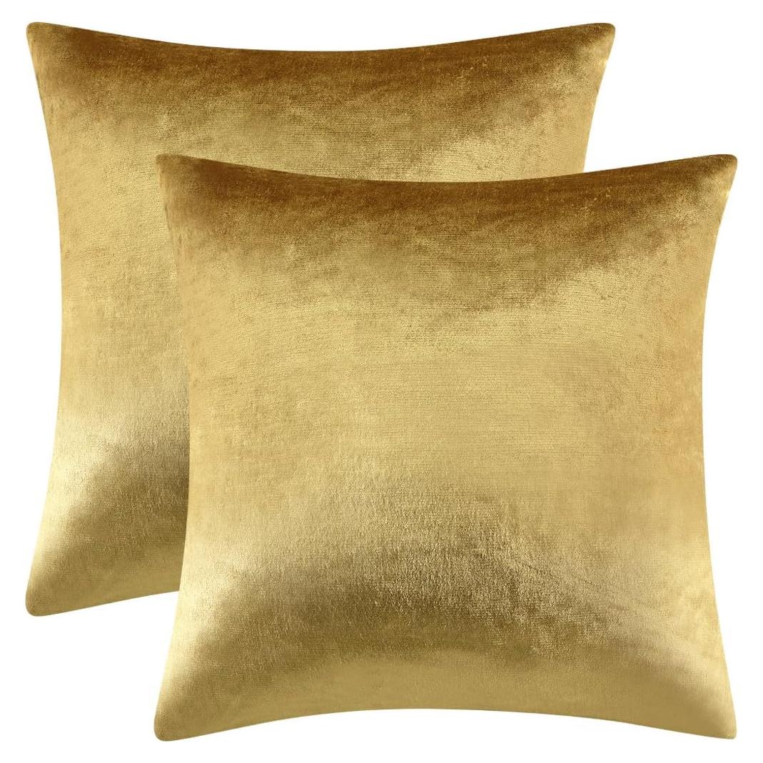 Fundas de Almohada de Terciopelo Dorado GIGIZAZA 45.7x45.7 cm 2 Pzas