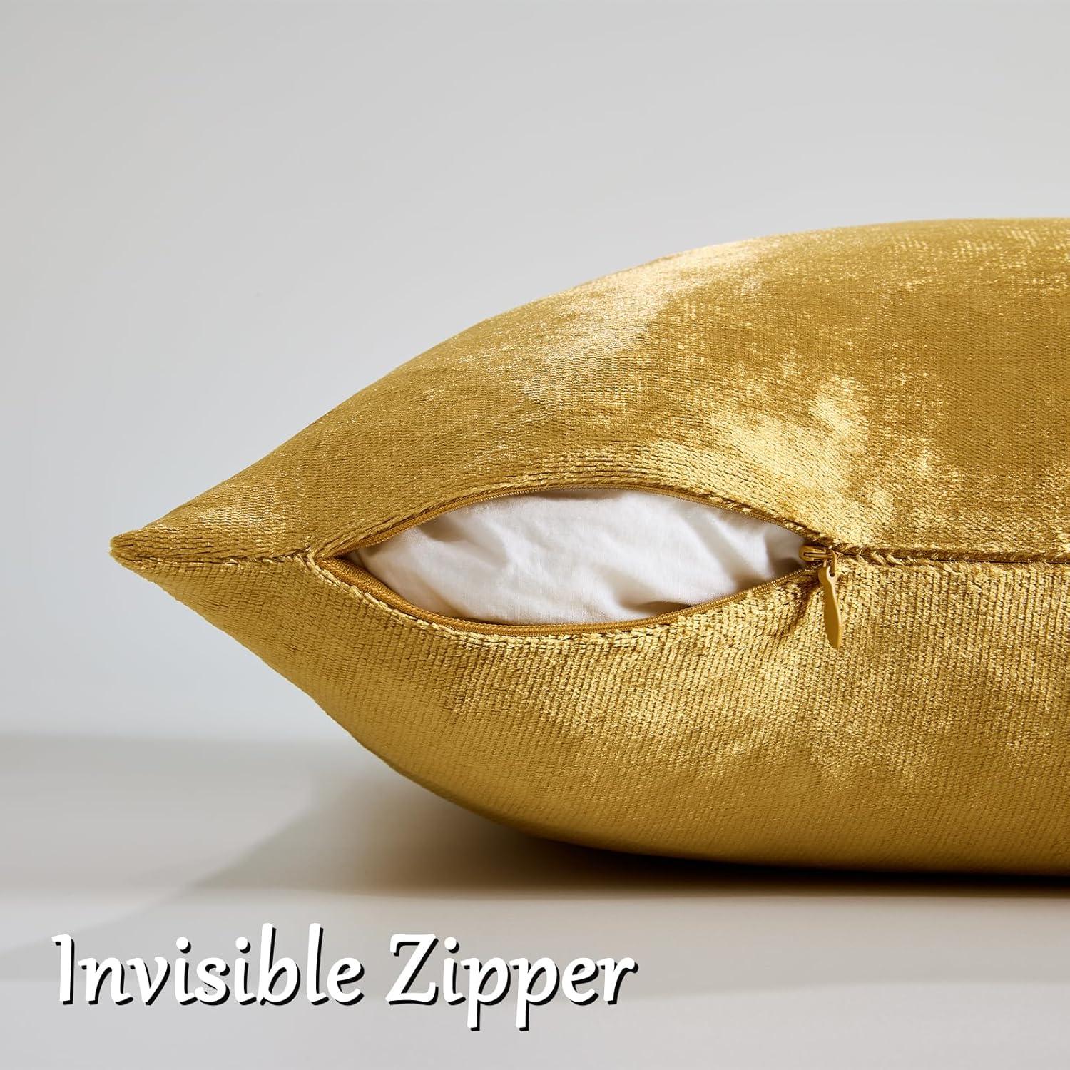 Fundas de Almohada de Terciopelo Dorado GIGIZAZA 45.7x45.7 cm 2 Pzas