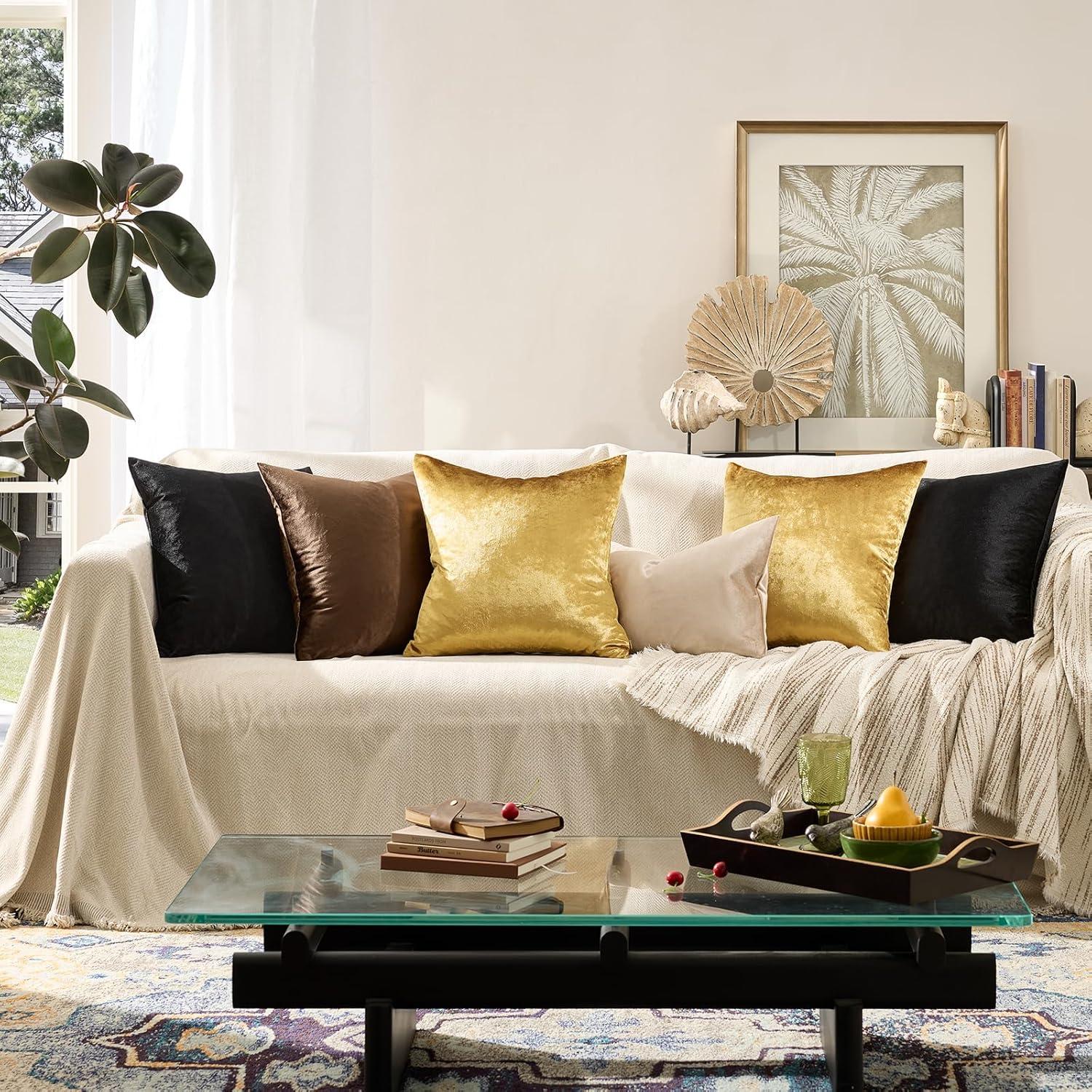 Fundas de Almohada de Terciopelo Dorado GIGIZAZA 45.7x45.7 cm 2 Pzas