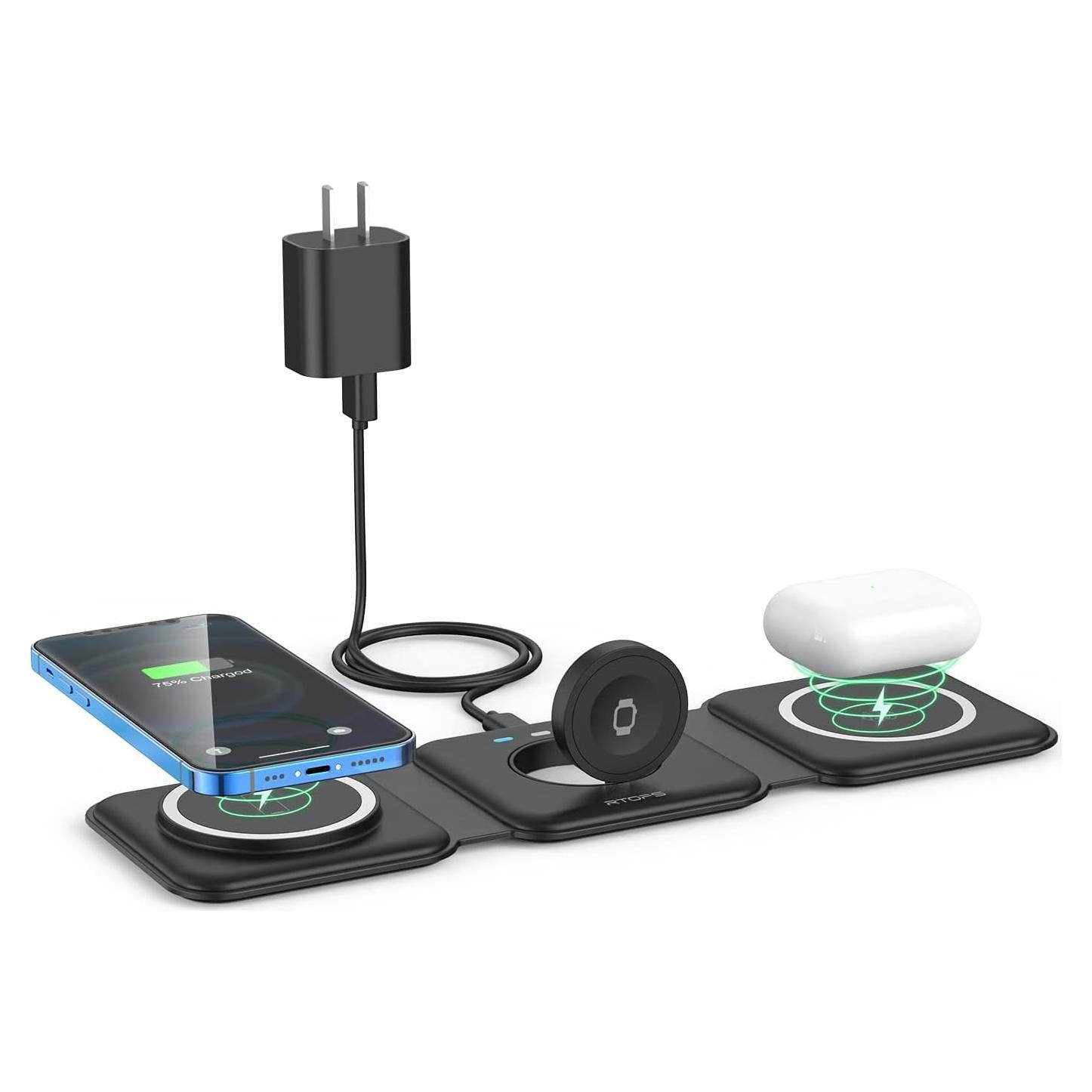 Cargador Inalámbrico 3 en 1 RTOPS para iPhone, iWatch, AirPods