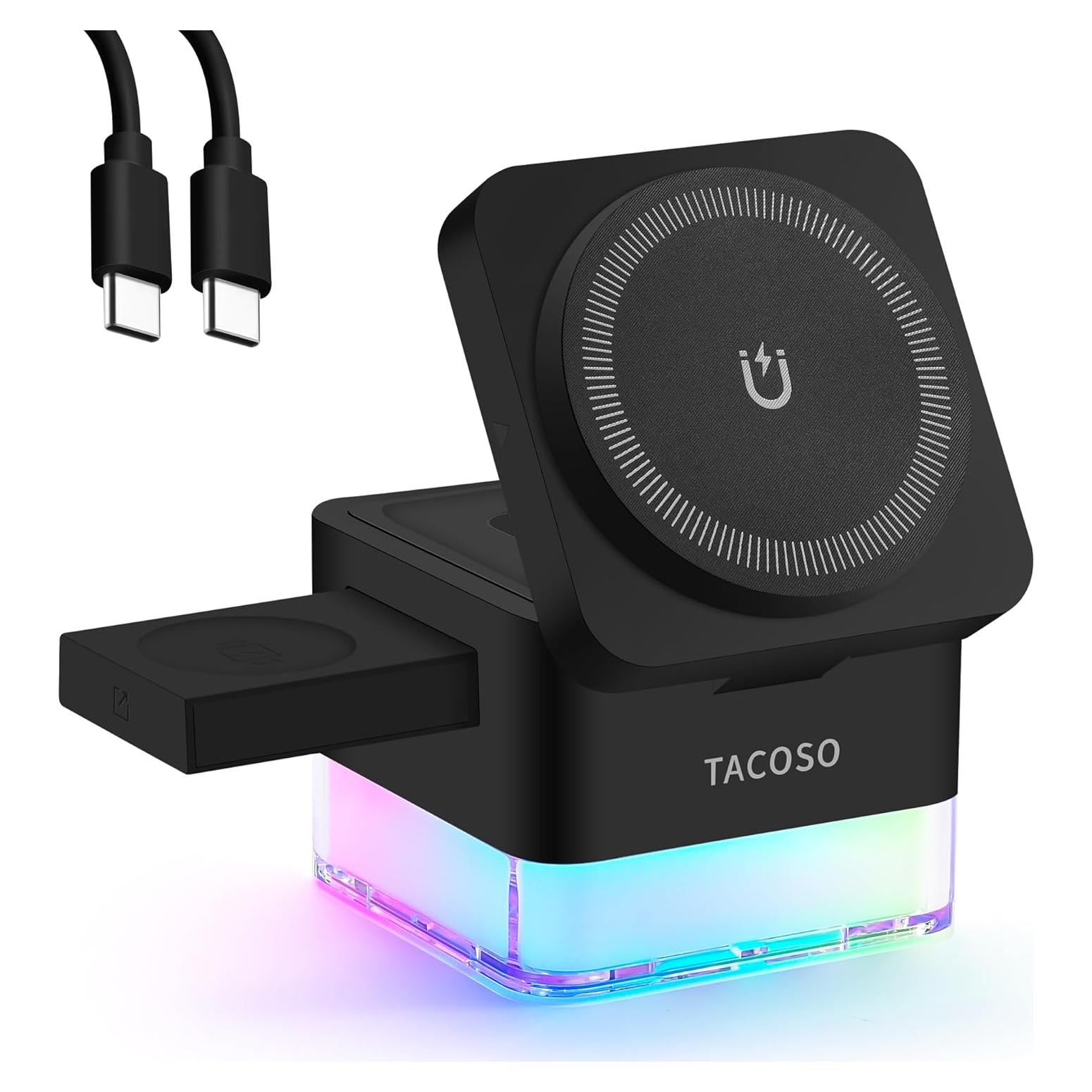 Cargador Inalámbrico 3 en 1 TACOSO para iPhone y Apple Watch