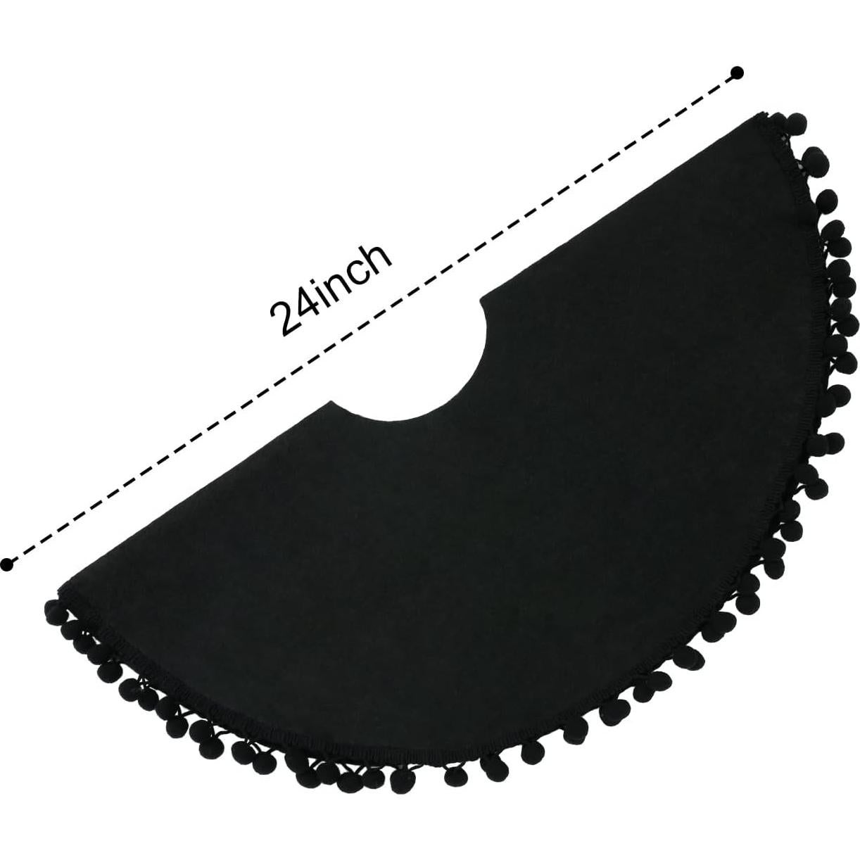 Funda de Árbol de Navidad Slsxip 60.96 cm Negra con Pompones