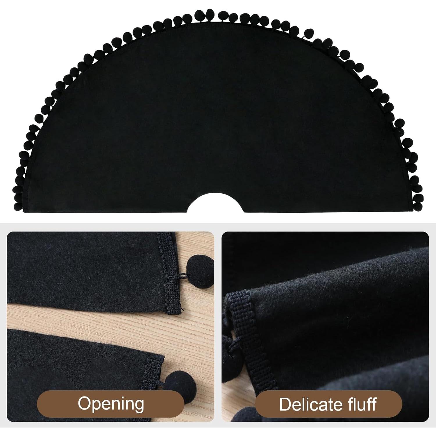 Funda de Árbol de Navidad Slsxip 60.96 cm Negra con Pompones