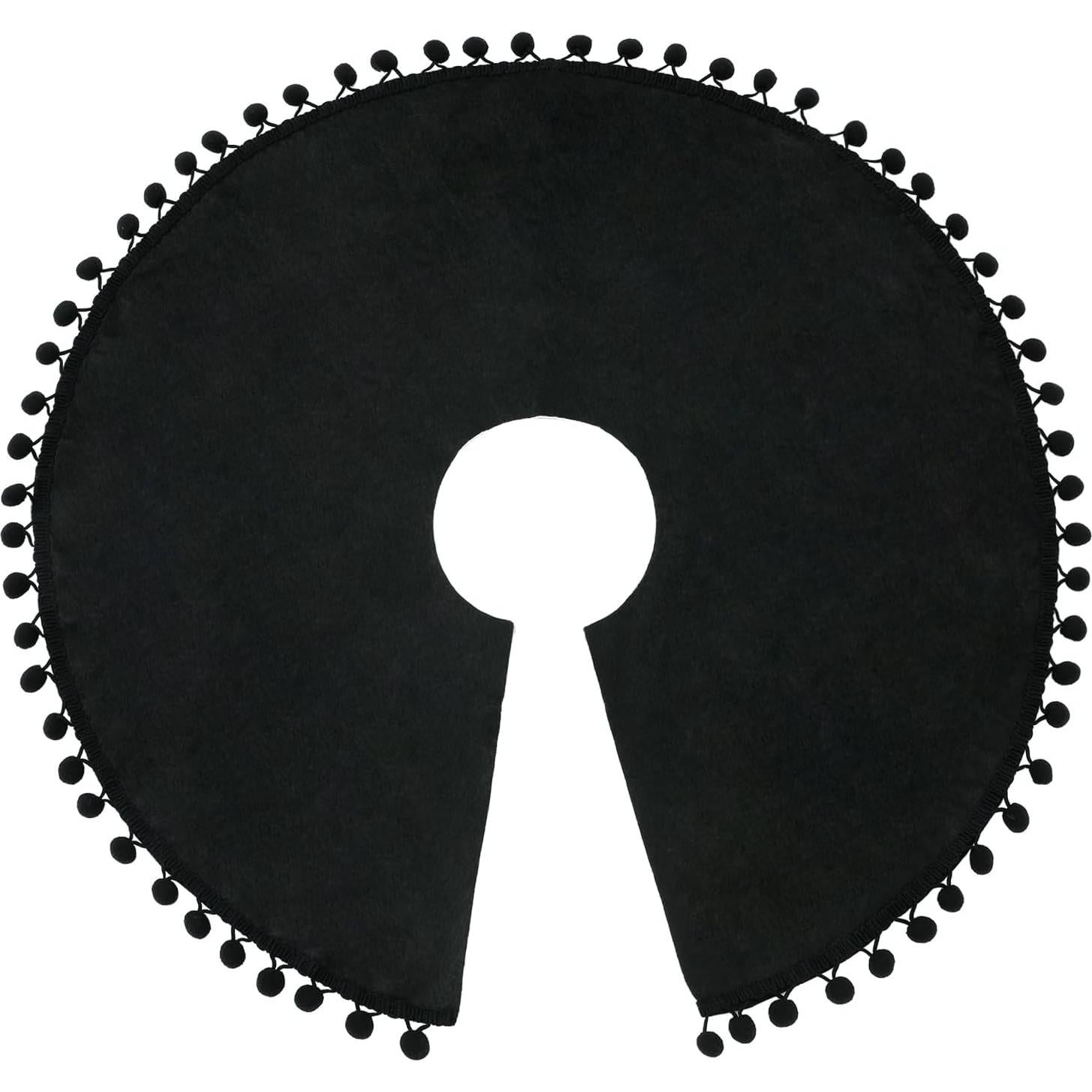 Funda de Árbol de Navidad Slsxip 60.96 cm Negra con Pompones