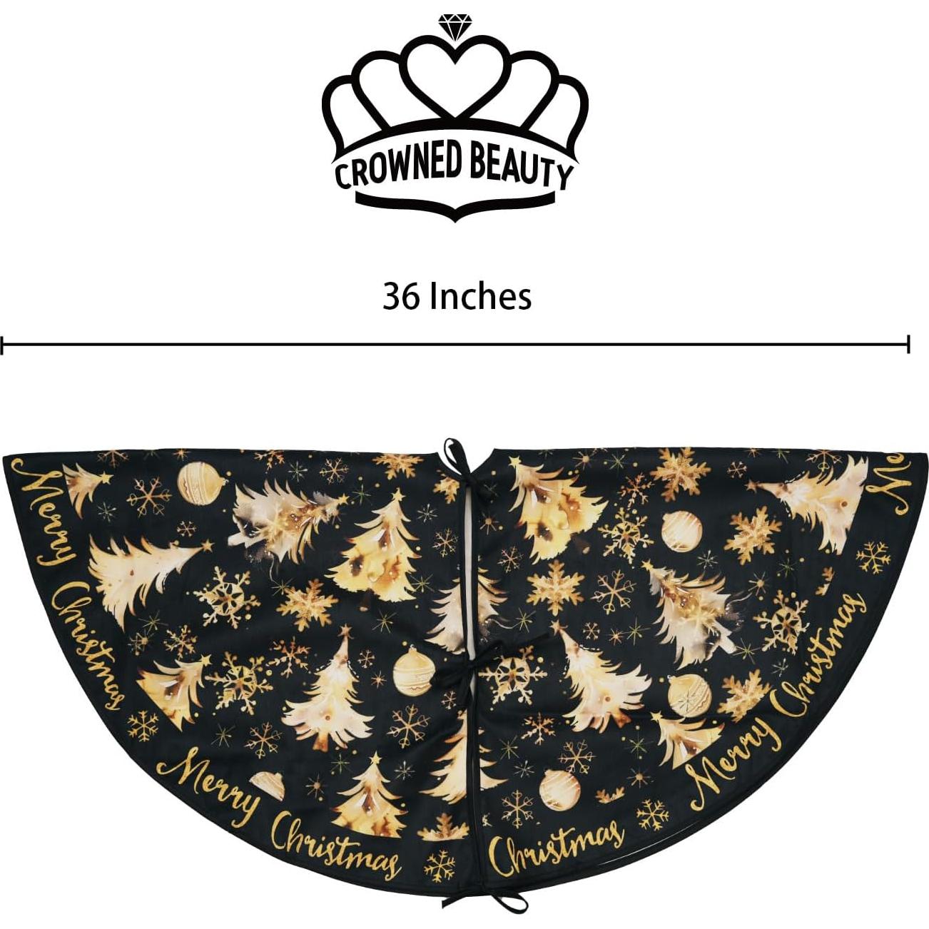 Funda de Árbol de Navidad CROWNED BEAUTY 91 cm Suave Negro Dorado
