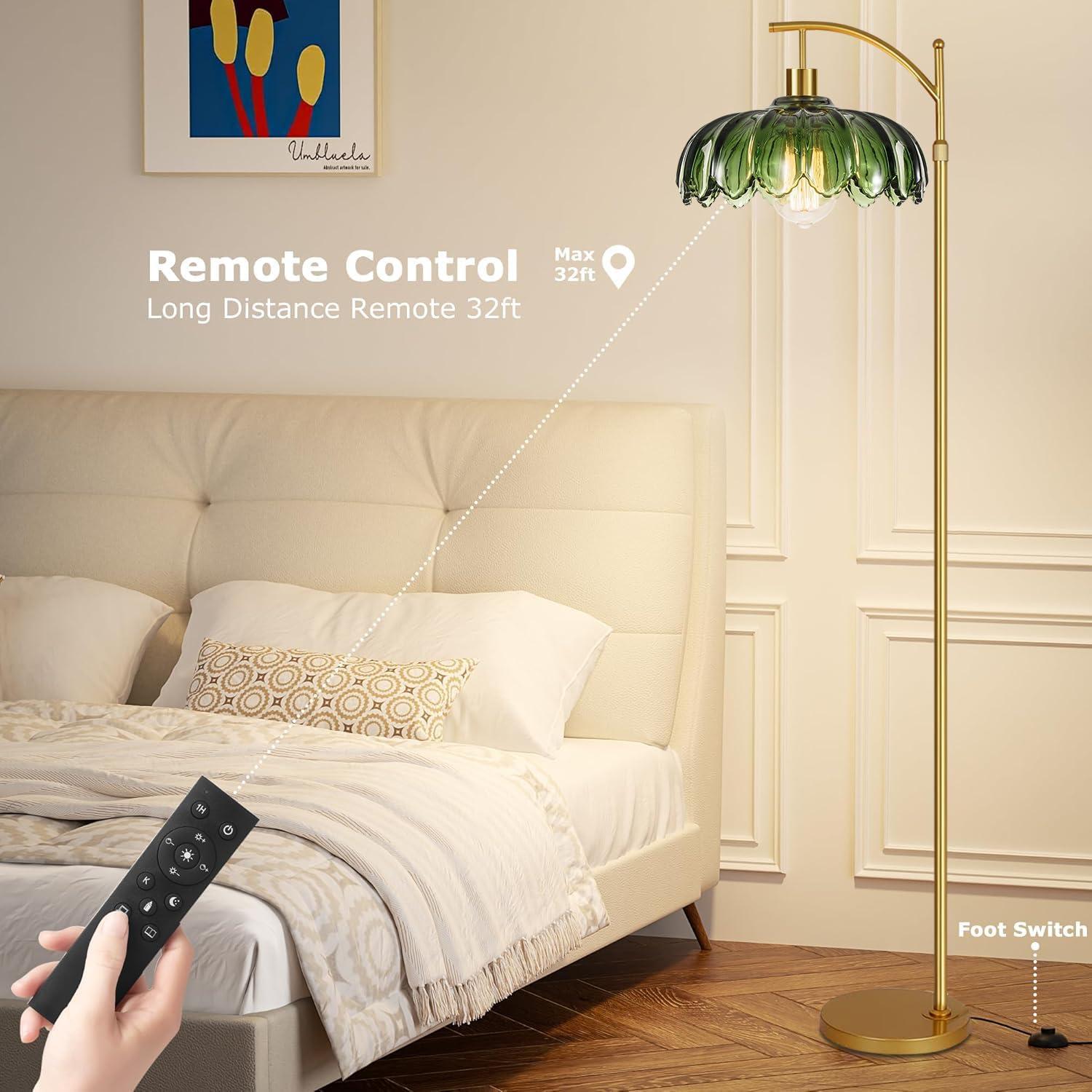 Lámpara de Piso Dorada QIYIZM Regulable con Control Remoto