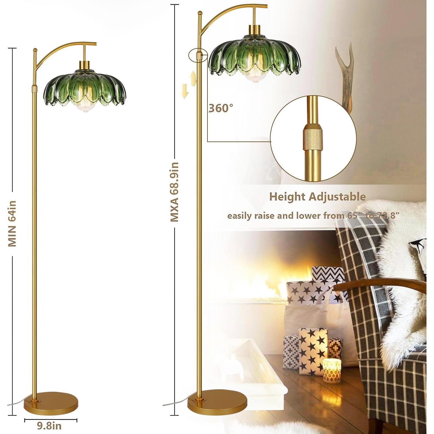 Lámpara de Piso Dorada QIYIZM Regulable con Control Remoto