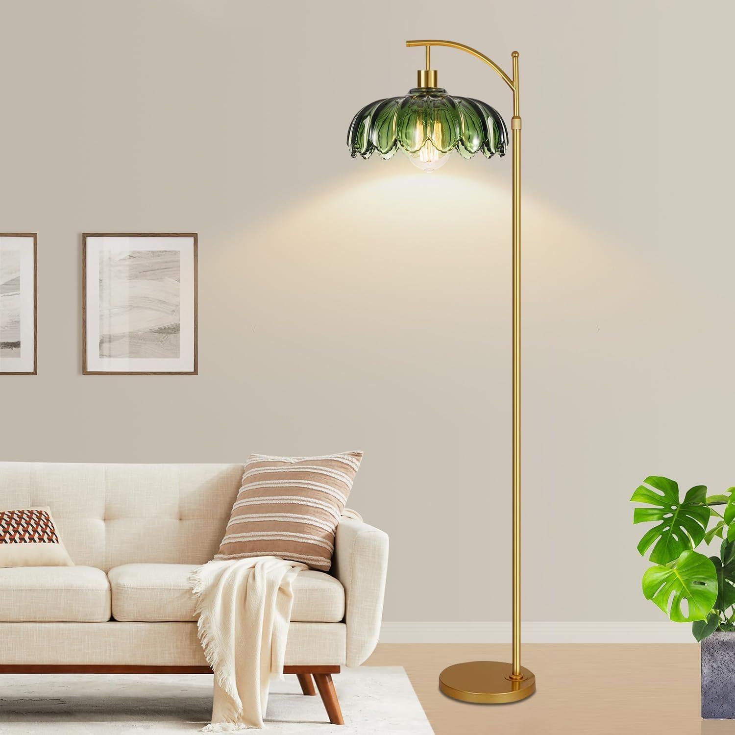 Lámpara de Piso Dorada QIYIZM Regulable con Control Remoto