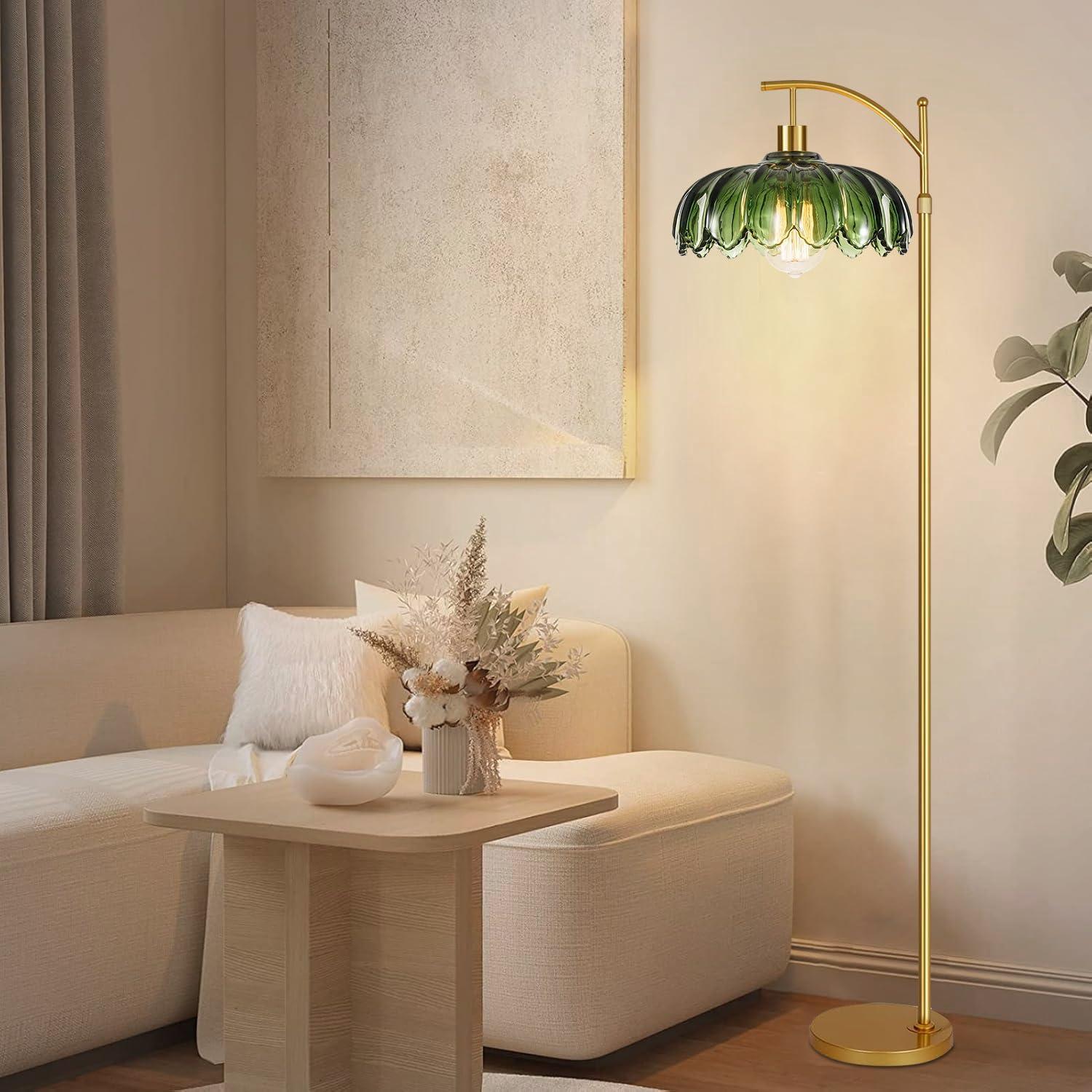 Lámpara de Piso Dorada QIYIZM Regulable con Control Remoto