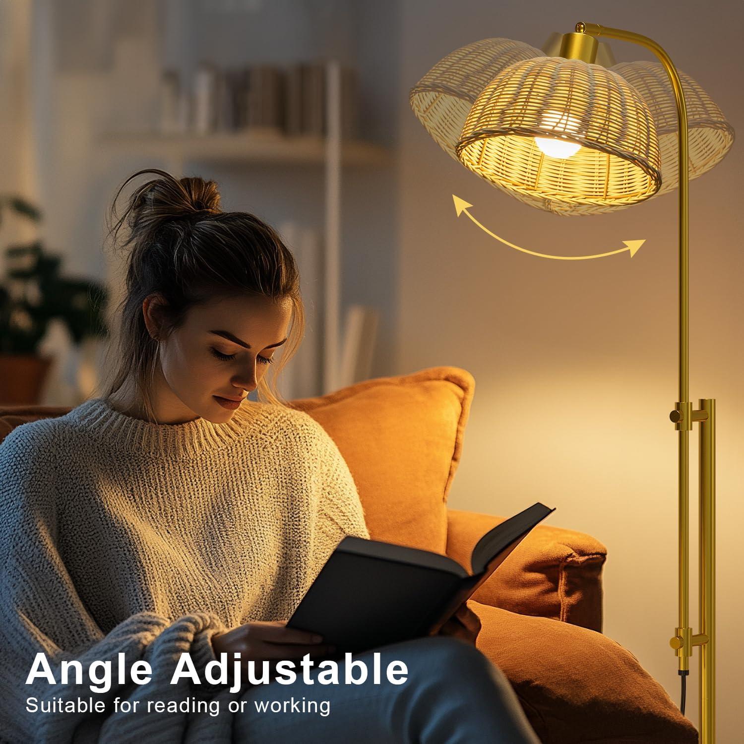 Lámpara de Pie Arco Oneach Dorada 165 cm Ajustable Boho