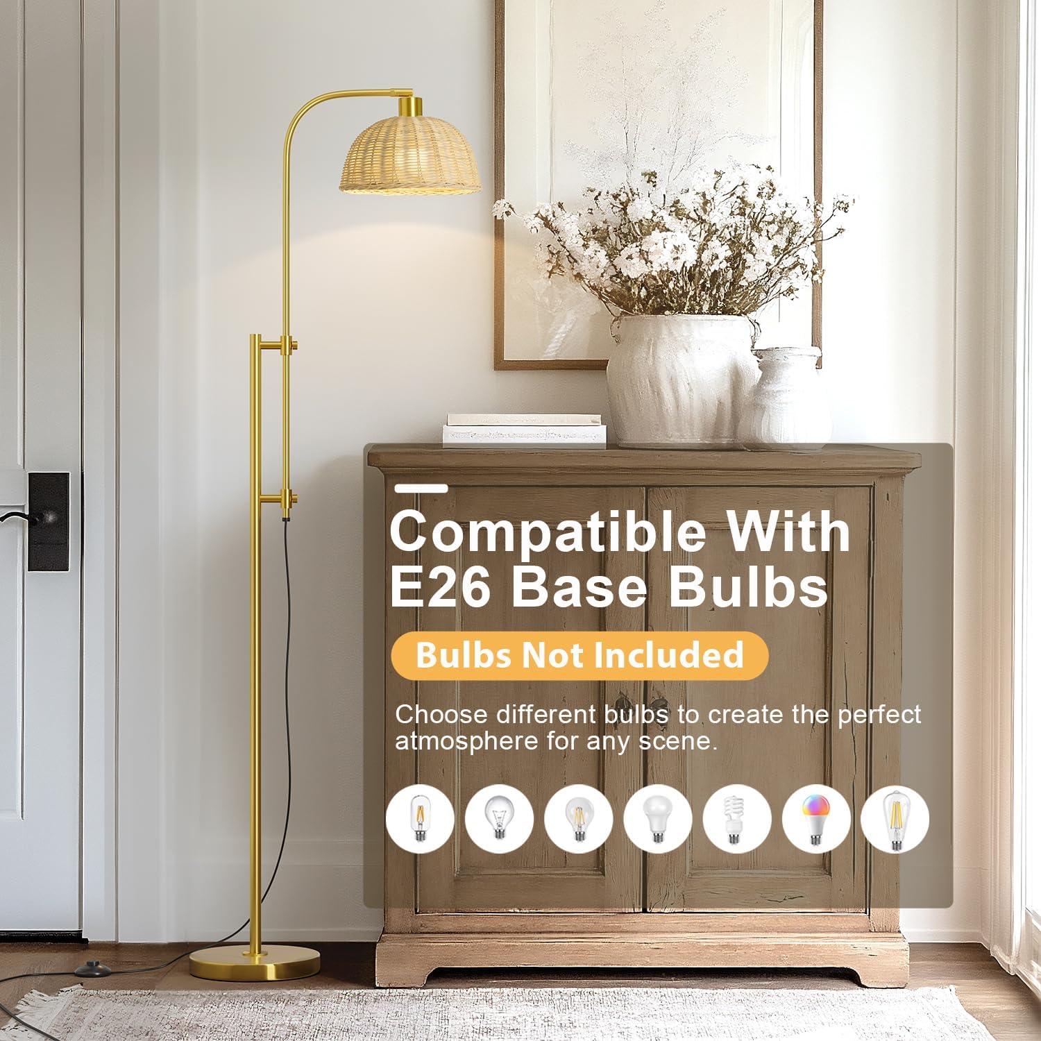 Lámpara de Pie Arco Oneach Dorada 165 cm Ajustable Boho