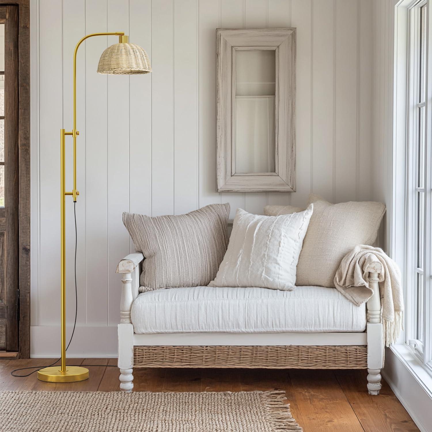 Lámpara de Pie Arco Oneach Dorada 165 cm Ajustable Boho