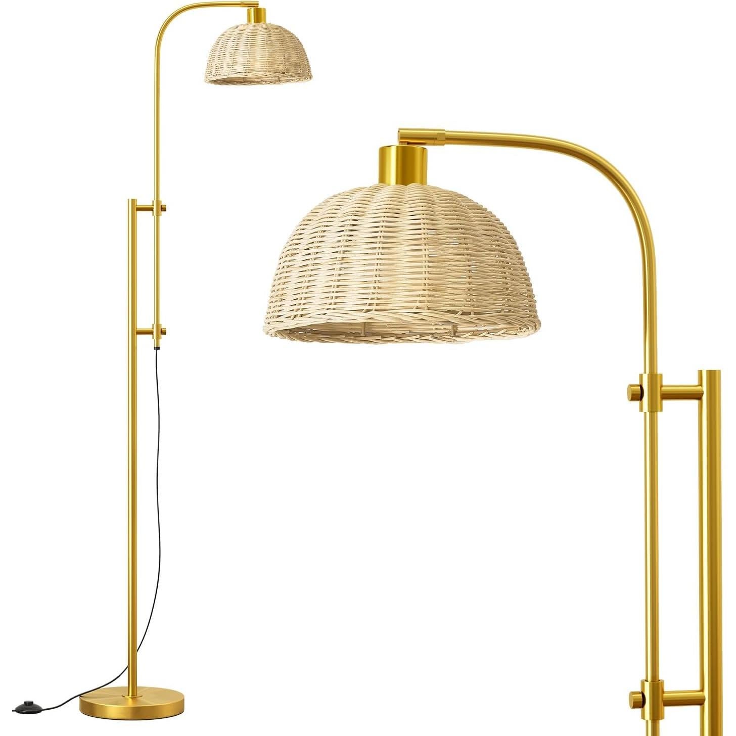 Lámpara de Pie Arco Oneach Dorada 165 cm Ajustable Boho