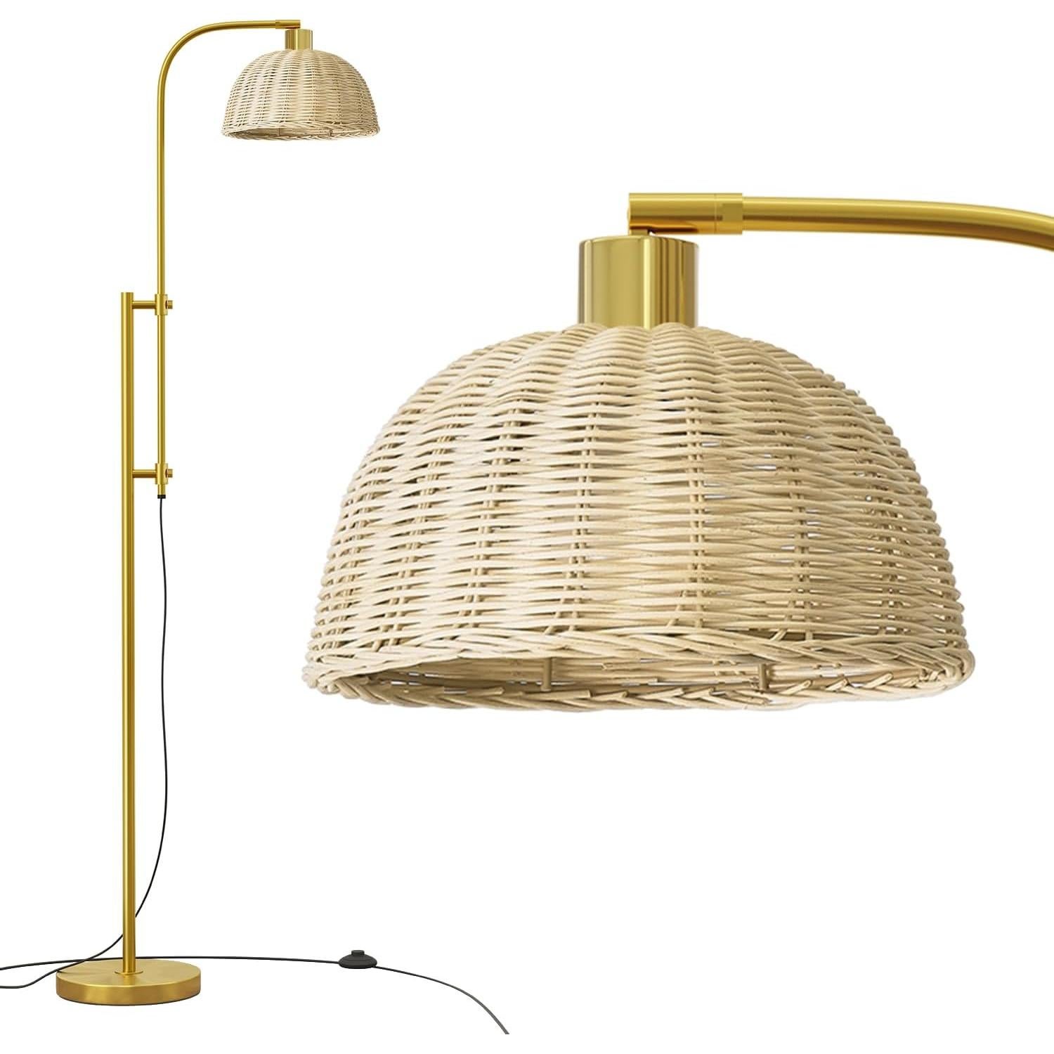 Lámpara de Pie Arco Oneach Dorada 165 cm Ajustable Boho