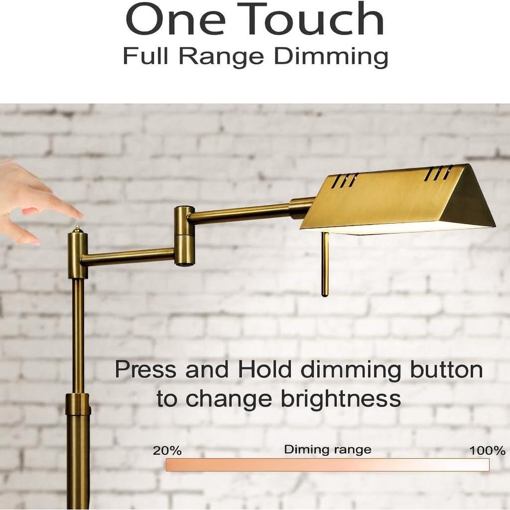 Lámpara de Pie LED O'Bright Regulable 12W Latón Antiguo