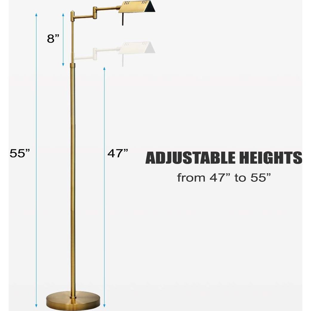 Lámpara de Pie LED O'Bright Regulable 12W Latón Antiguo