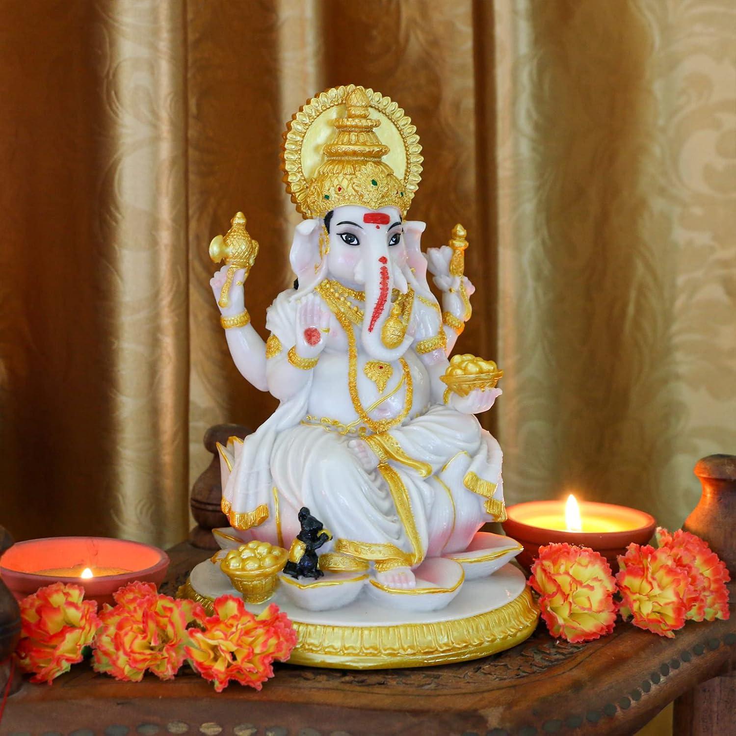 Estatua de Ganesh 21.34 cm JJJ Arts - Decoración Pooja Diwali