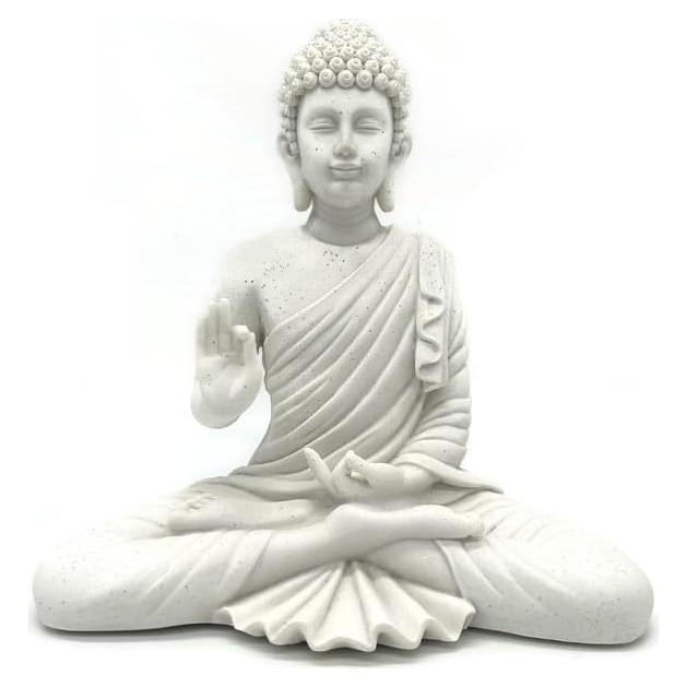 Estatua Buda de Protección Blanca GIFTBOXGO 12.7 cm Resina