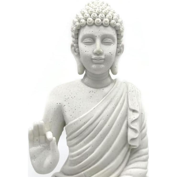 Estatua Buda de Protección Blanca GIFTBOXGO 12.7 cm Resina