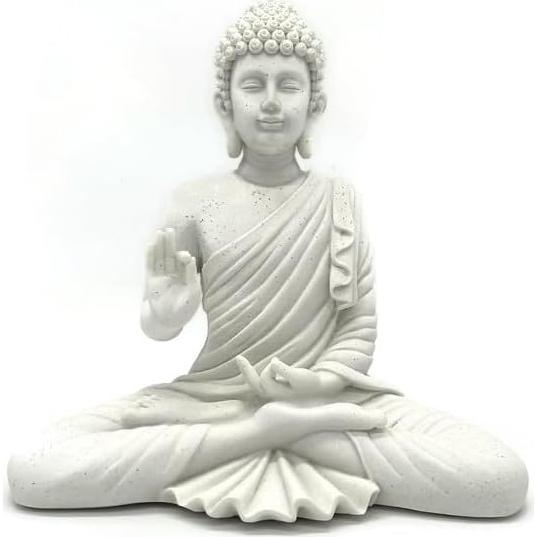 Estatua Buda de Protección Blanca GIFTBOXGO 12.7 cm Resina