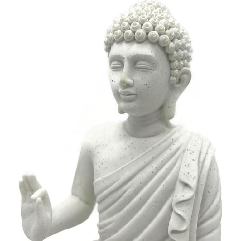 Estatua Buda de Protección Blanca GIFTBOXGO 12.7 cm Resina
