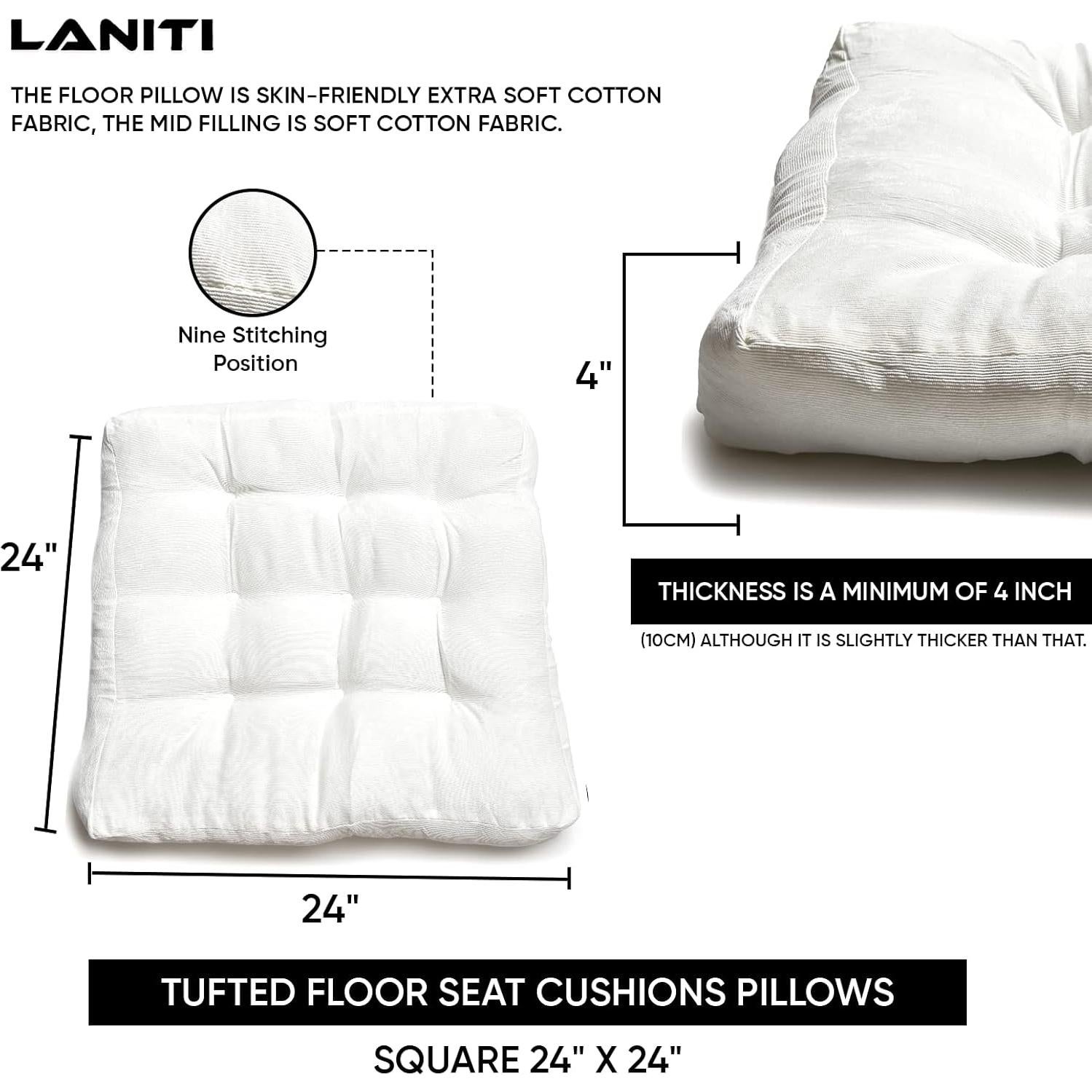 Cojín de Piso Extra Grande LANITI 61x61 cm Blanco