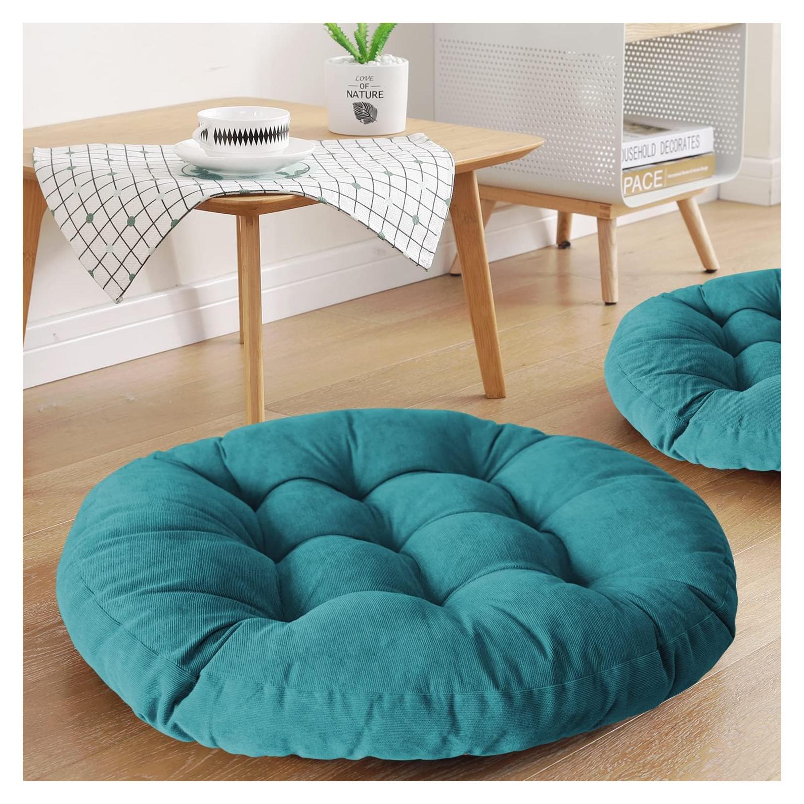 Cojín de Suelo Redondo 56 cm Sexysamba Turquesa Acolchado