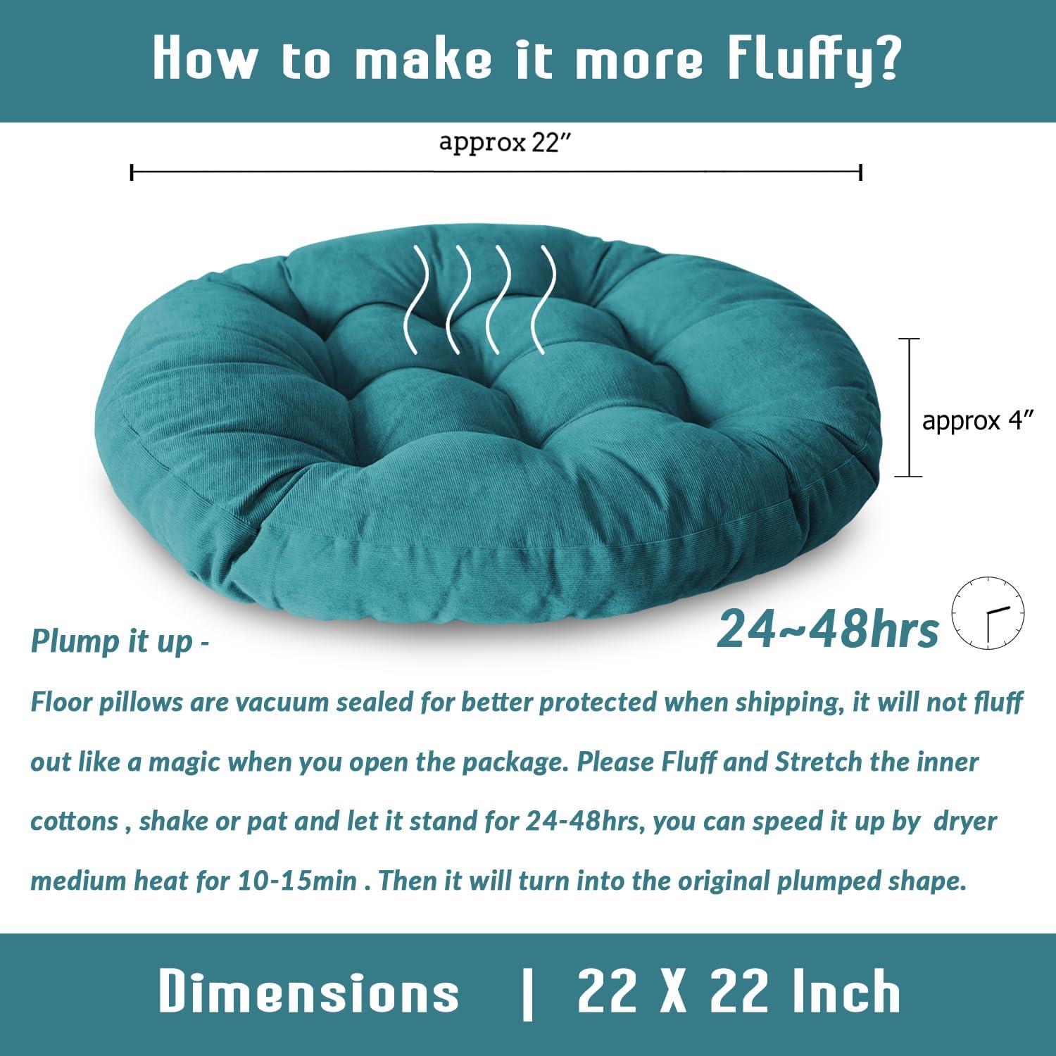 Cojín de Suelo Redondo 56 cm Sexysamba Turquesa Acolchado