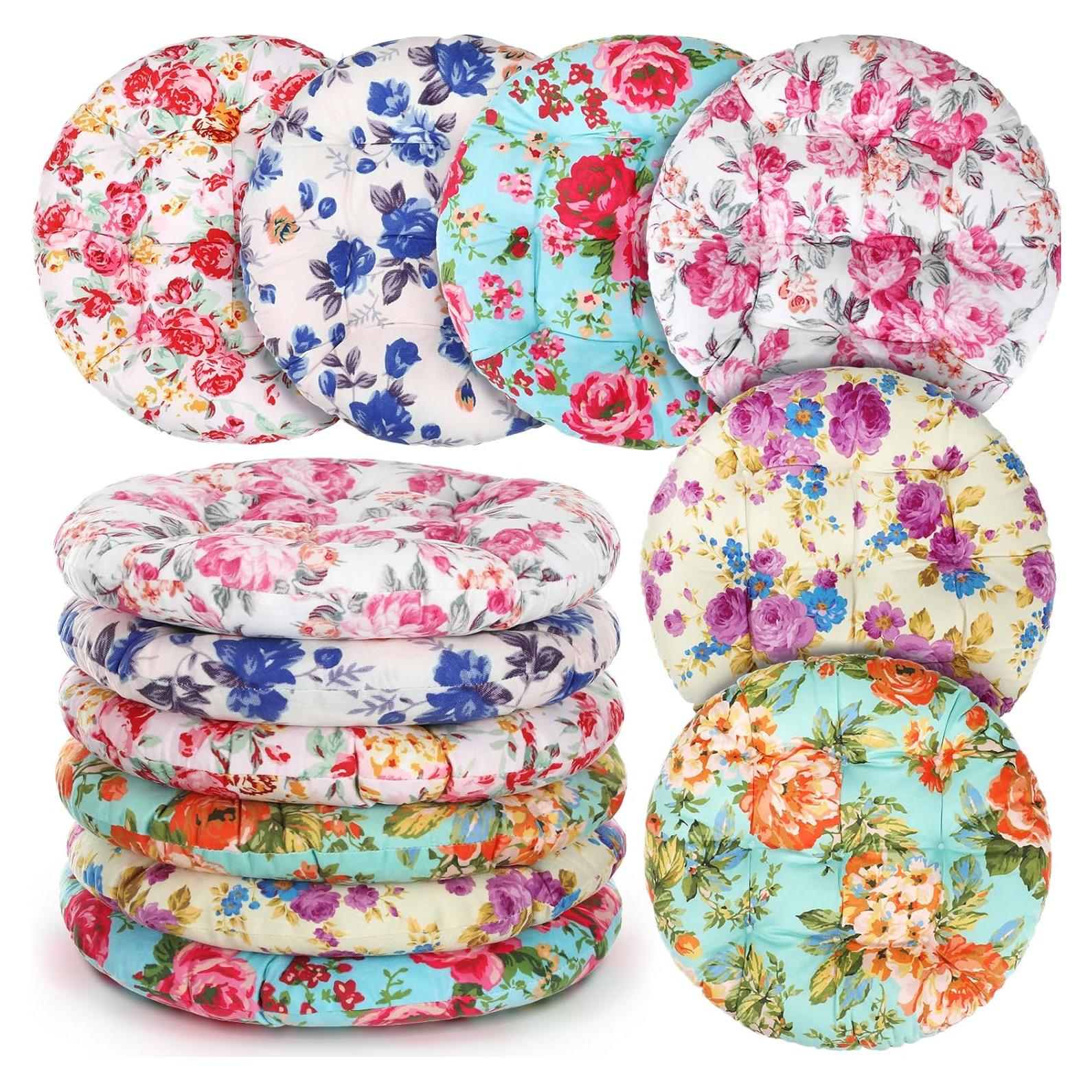 Juego de 6 Cojines de Suelo Redondos Briwooody 38x38 cm Vintage