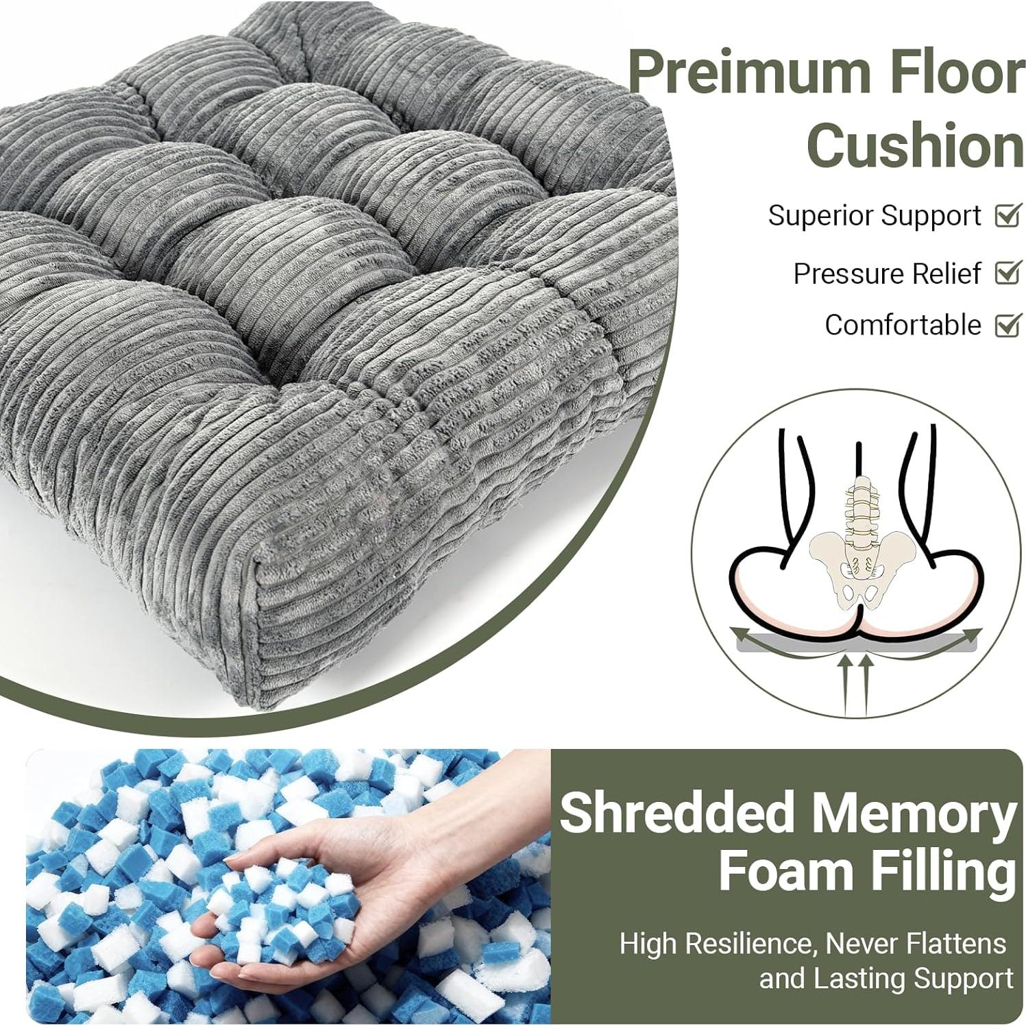 Juego de 2 Almohadas de Suelo Zen Shi Fu 55.88x55.88 cm Gris