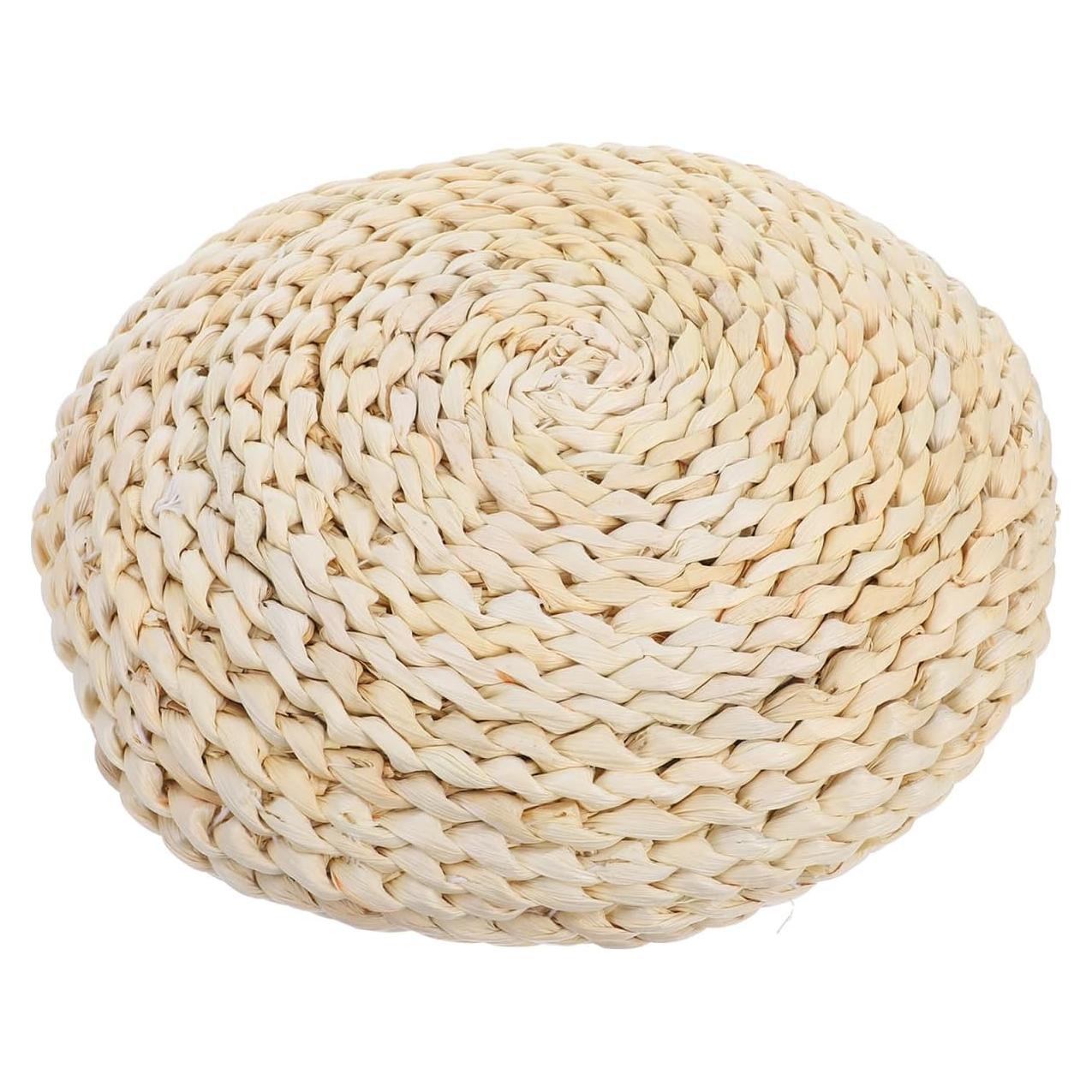 Cojín Redondo de Paja Tejido a Mano Cabilock 30 cm Beige
