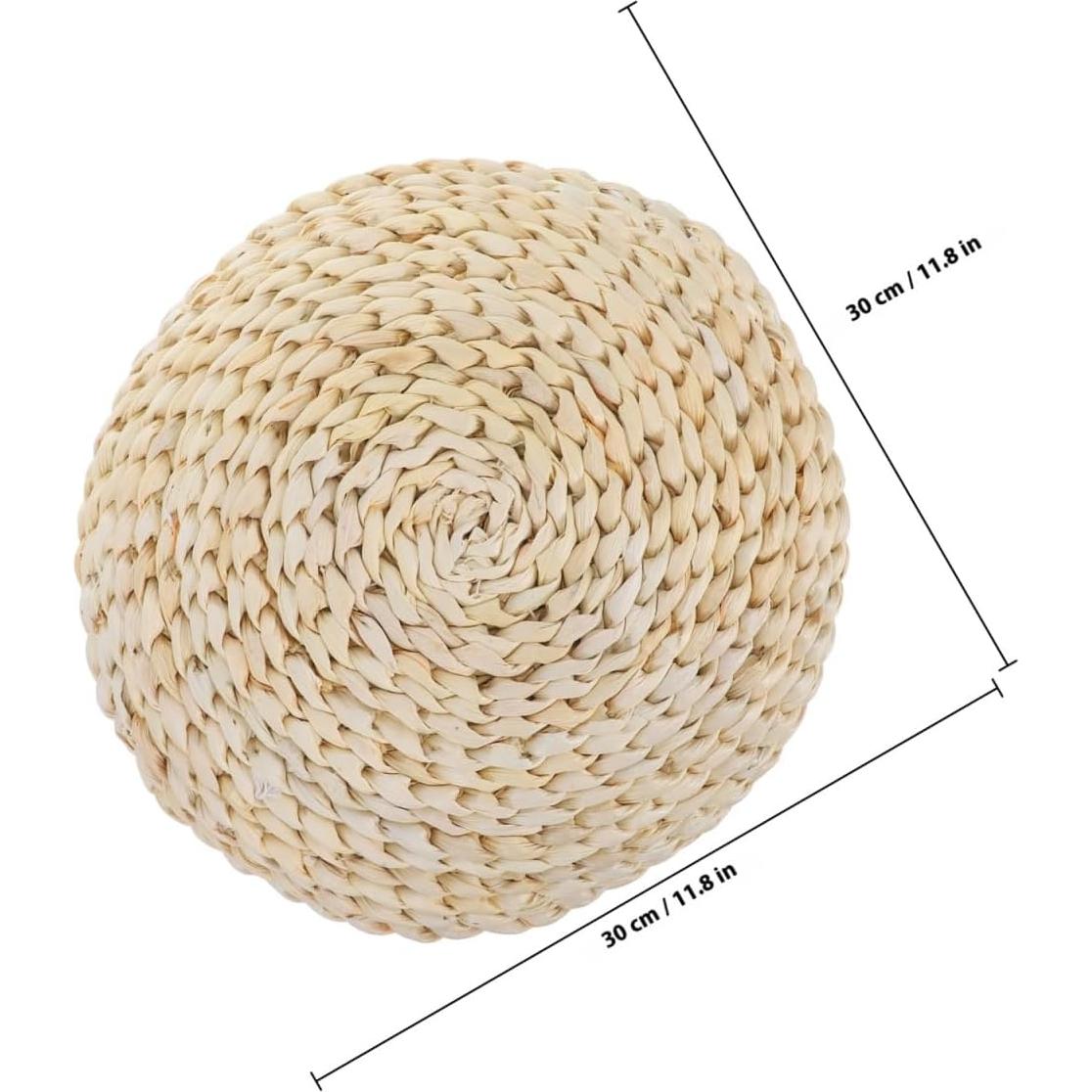 Cojín Redondo de Paja Tejido a Mano Cabilock 30 cm Beige