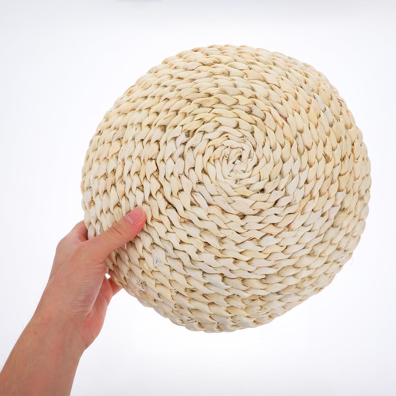 Cojín Redondo de Paja Tejido a Mano Cabilock 30 cm Beige