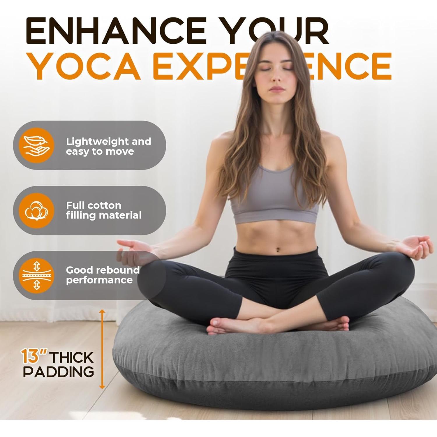 Almohada de Suelo Redonda PALHMLIY 81 cm Terciopelo Gris