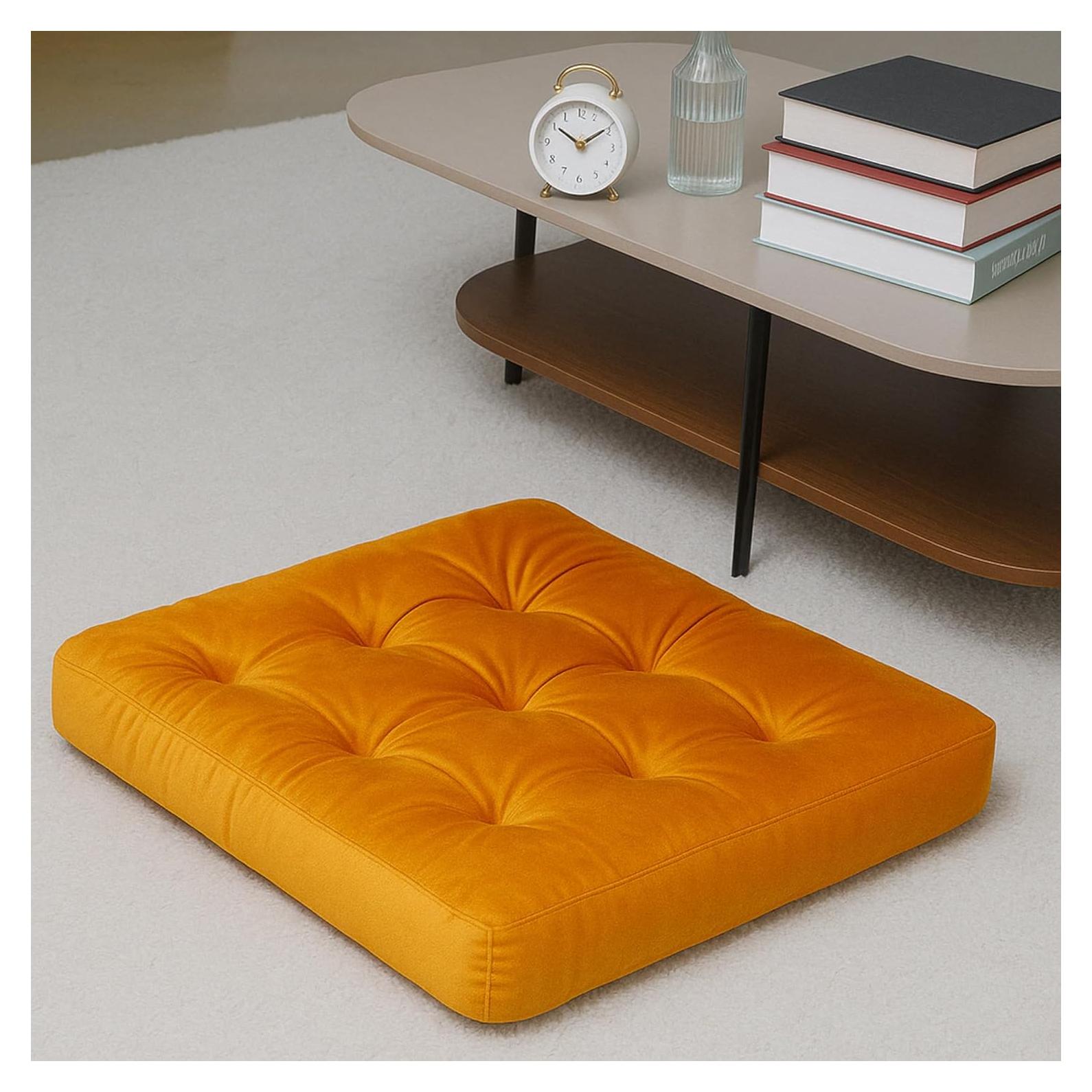 Cojín de Suelo LuziQove Naranja 56x56 cm Terciopelo Acolchado