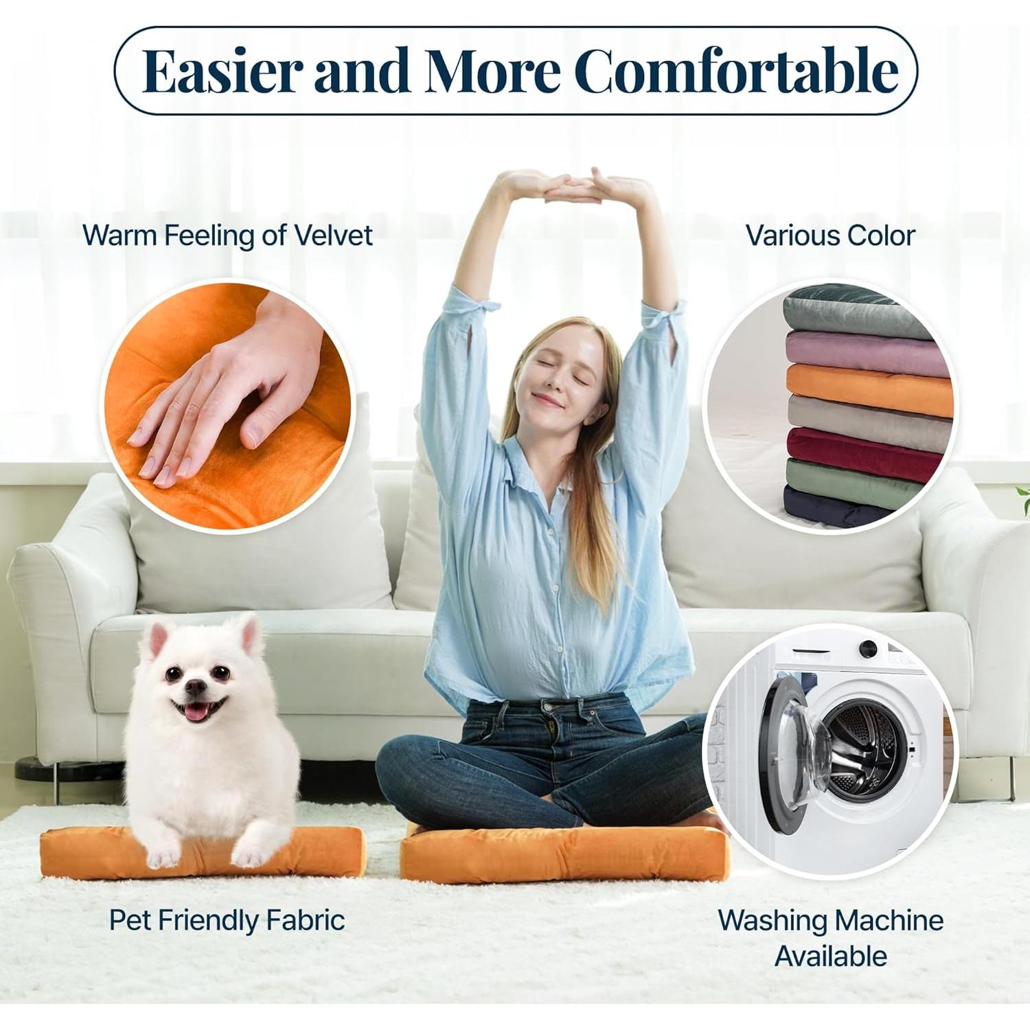 Cojín de Suelo LuziQove Naranja 56x56 cm Terciopelo Acolchado