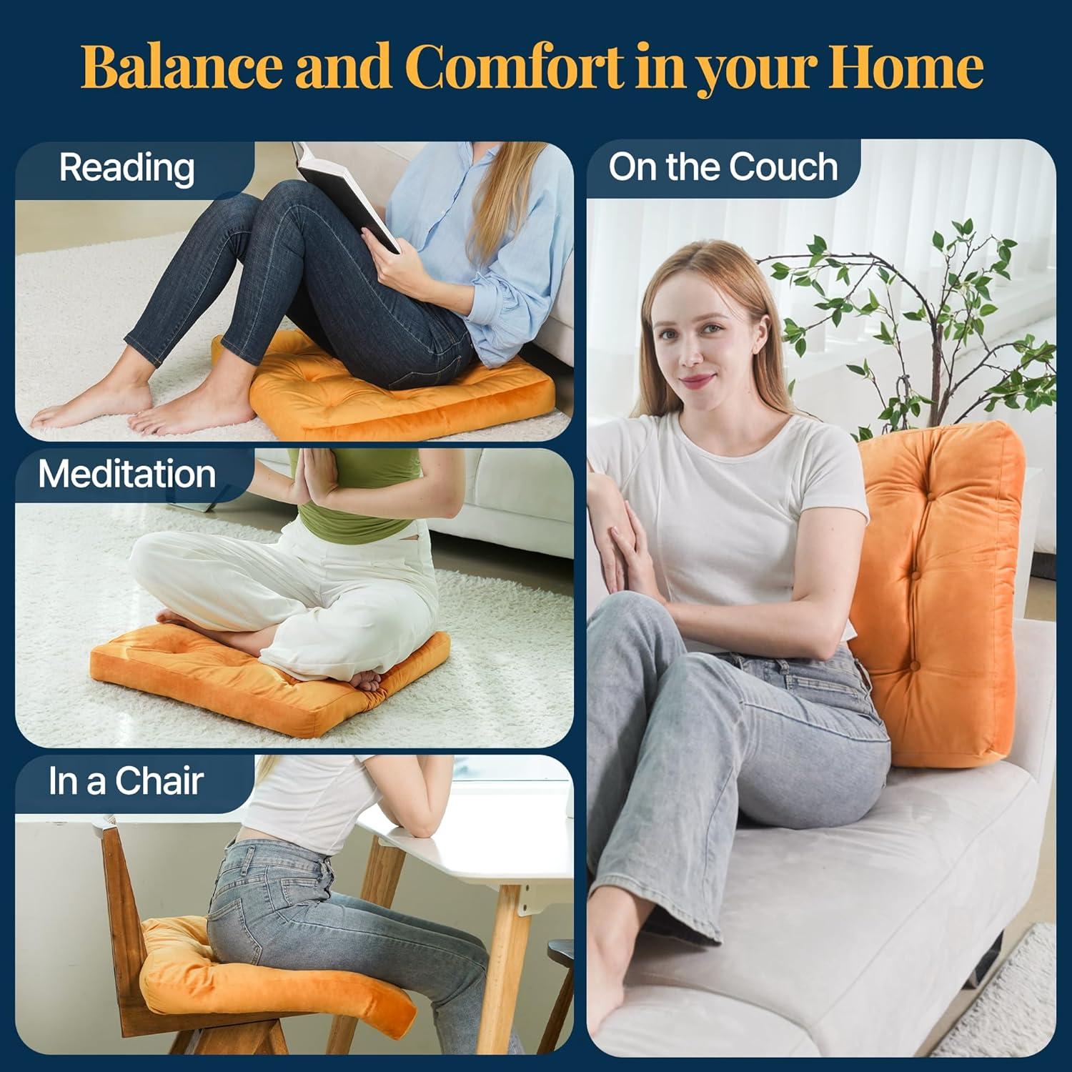 Cojín de Suelo LuziQove Naranja 56x56 cm Terciopelo Acolchado