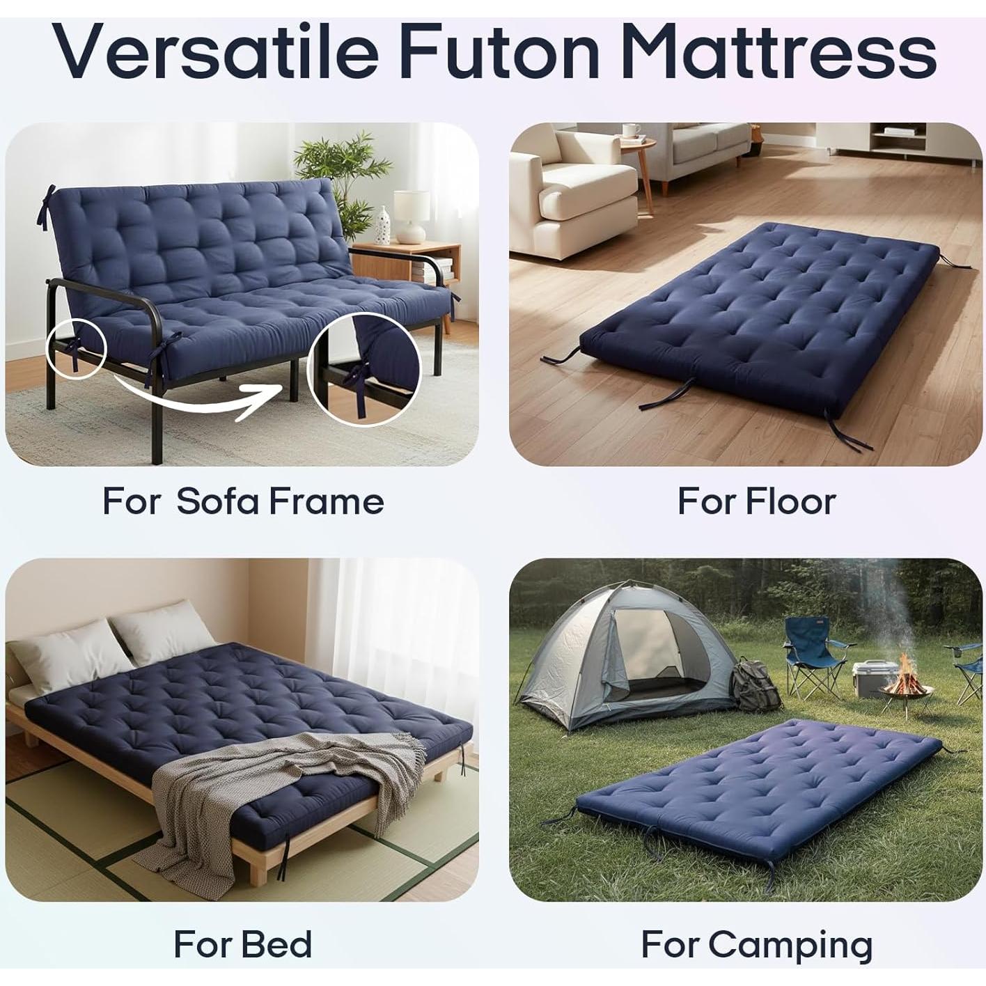 Colchón Futón Japonés Syrinx Completo 190.5x137.2cm Plegable