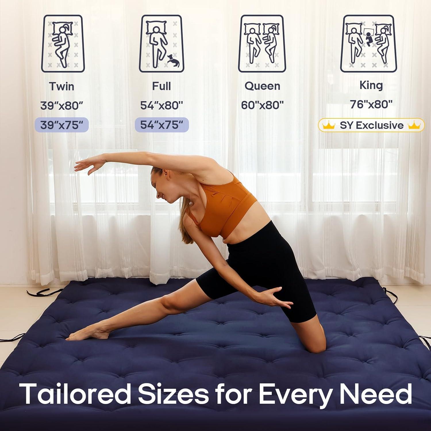 Colchón Futón Japonés Syrinx Completo 190.5x137.2cm Plegable