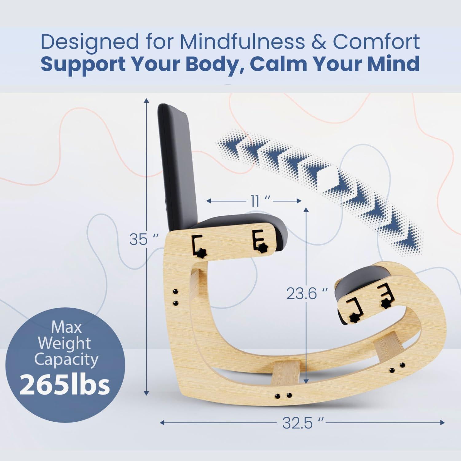 Silla de Rodillas Ergonómica Mind Oasis Ajustable con Respaldo