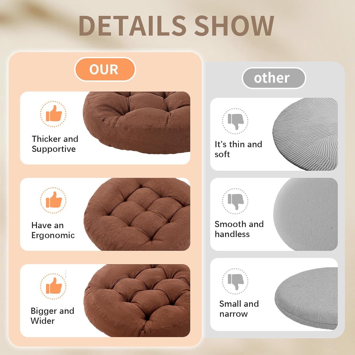 Almohada de Suelo LYLNBYWK Redonda para Meditación 55.88 cm Marrón