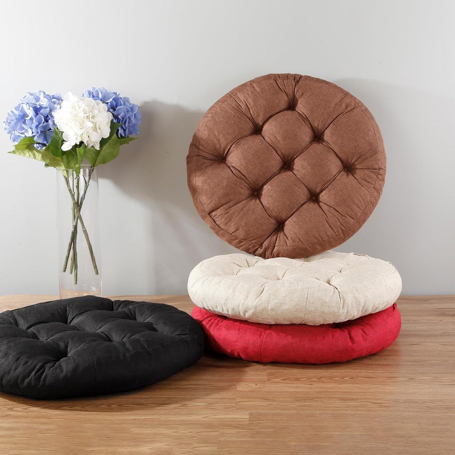 Almohada de Suelo LYLNBYWK Redonda para Meditación 55.88 cm Marrón