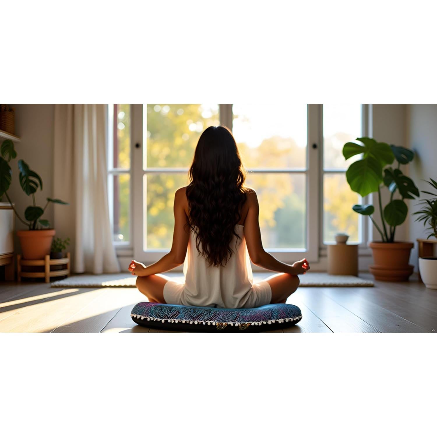 Cubierta de Cojín de Suelo Redonda Mandala 80 cm Castillo de Artesanía