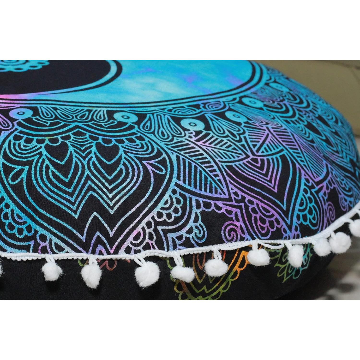 Cubierta de Cojín de Suelo Redonda Mandala 80 cm Castillo de Artesanía