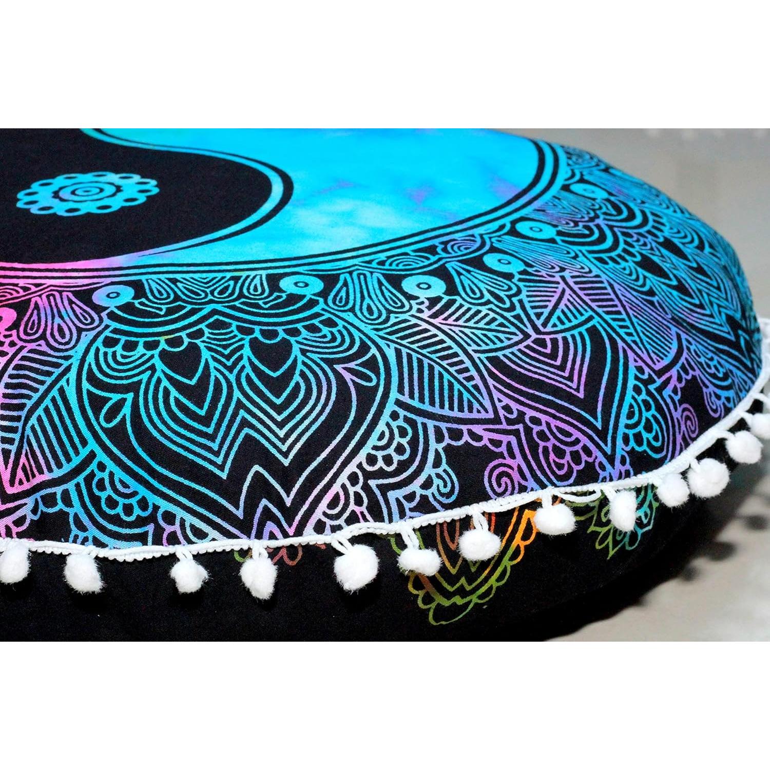 Cubierta de Cojín de Suelo Redonda Mandala 80 cm Castillo de Artesanía